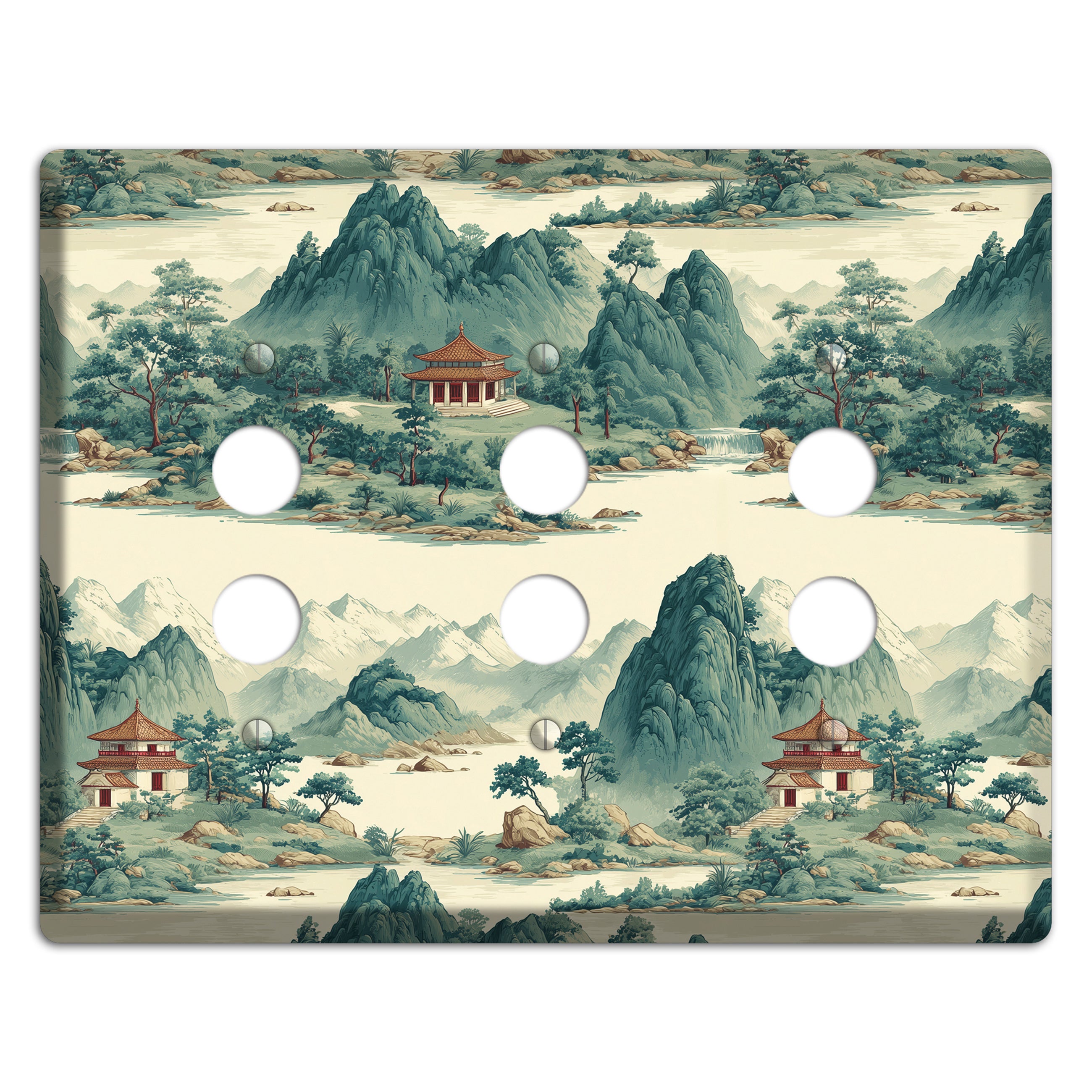 Mist & Pavilion 3 Pushbutton Wallplate