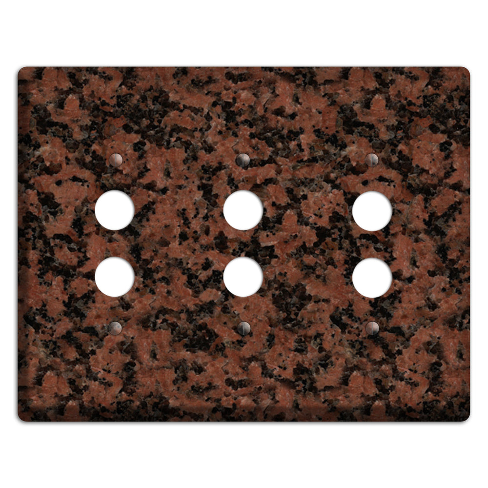 New Imperial Red Granite 3 Pushbutton Wallplate