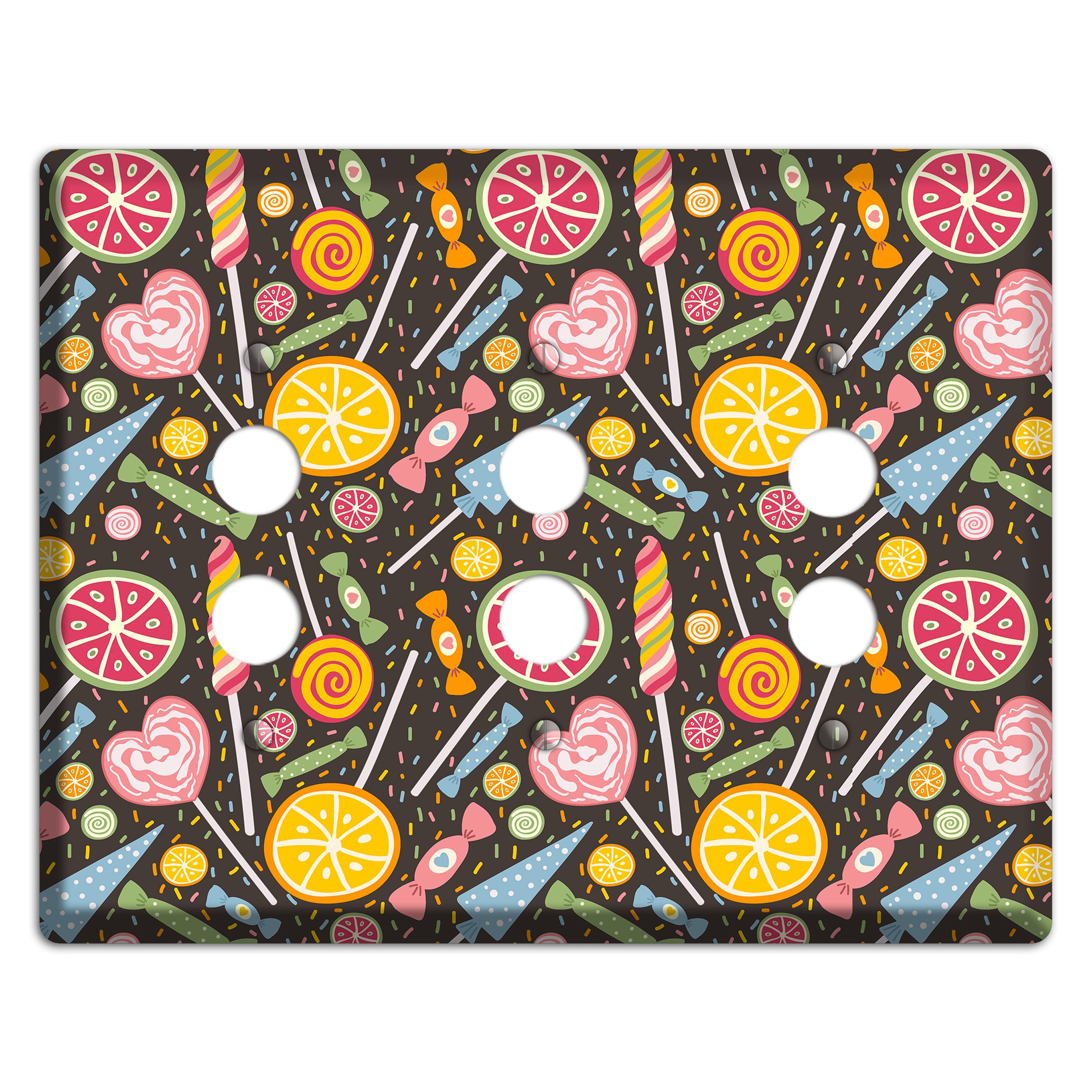 Candy Carnival (Dark) 3 Pushbutton Wallplate