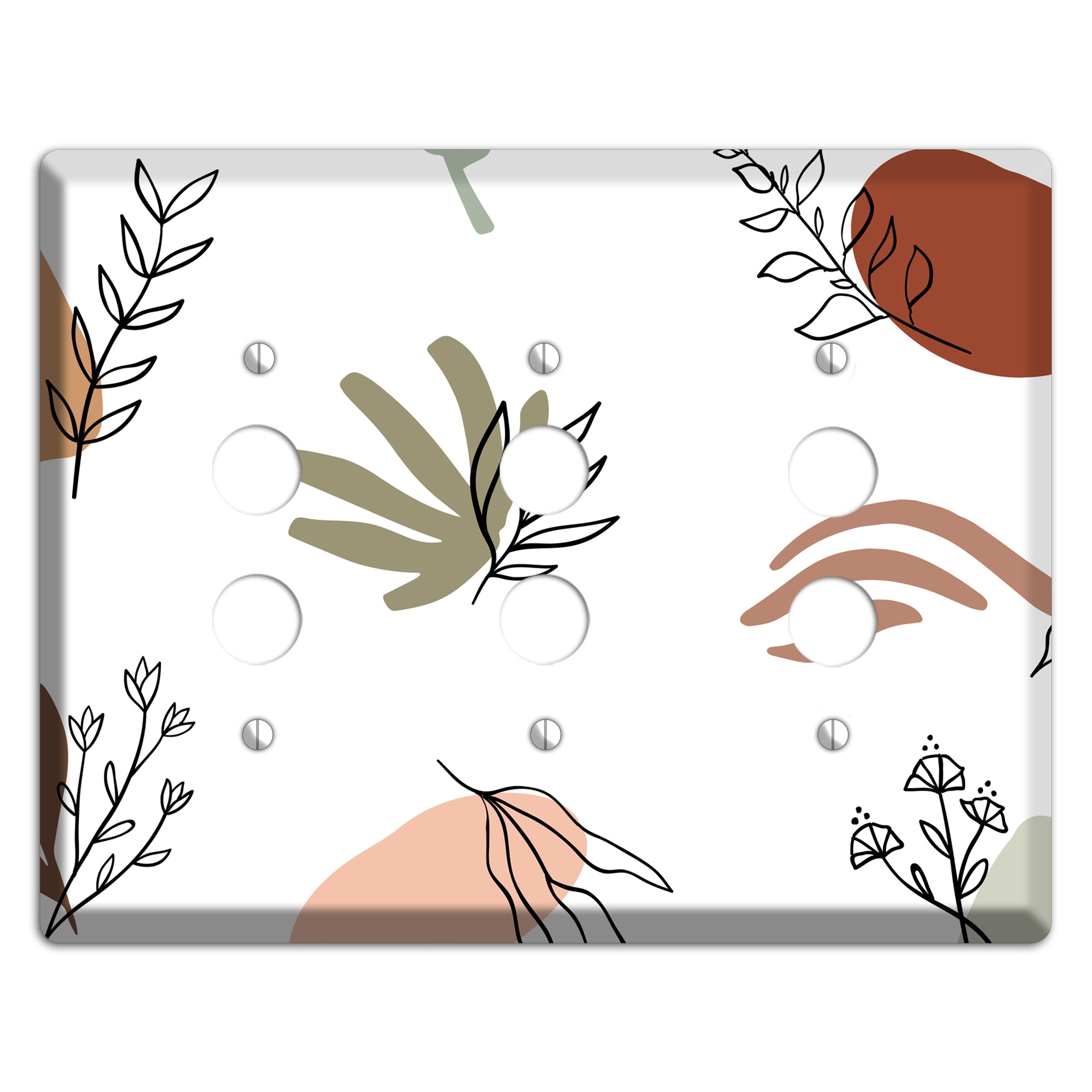 Wildflower & Clay 3 Pushbutton Wallplate