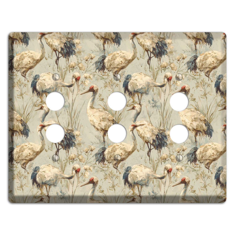 Driftwood Crane Marsh 3 Pushbutton Wallplate