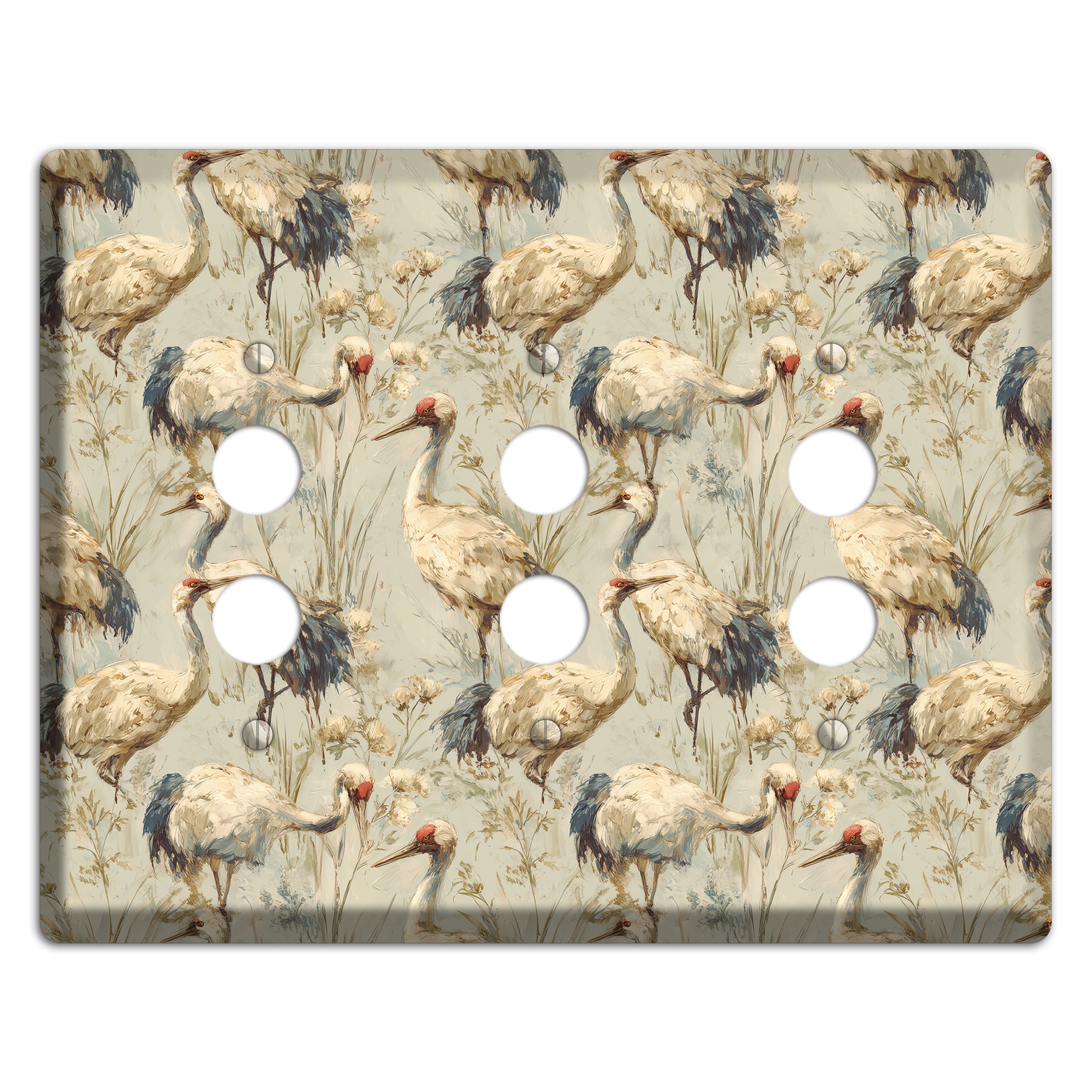 Driftwood Crane Marsh 3 Pushbutton Wallplate