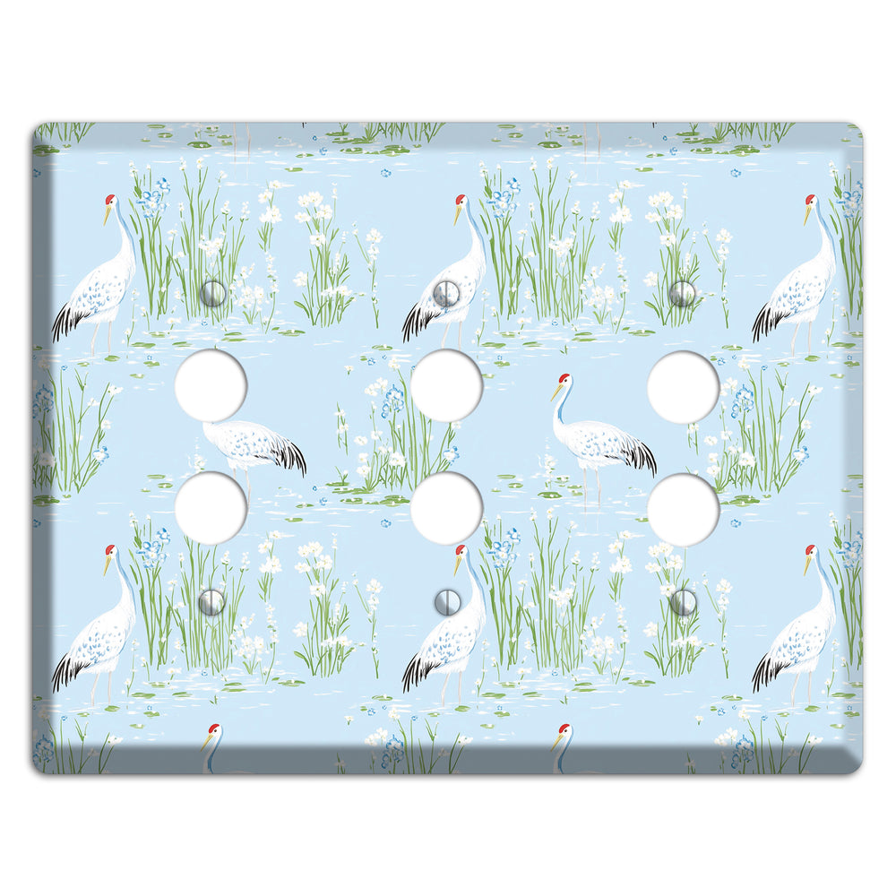 Azure Crane Sanctuary 3 Pushbutton Wallplate