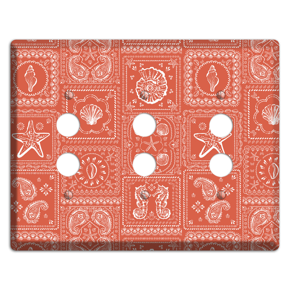 Terracotta Shell Patchwork 3 Pushbutton Wallplate