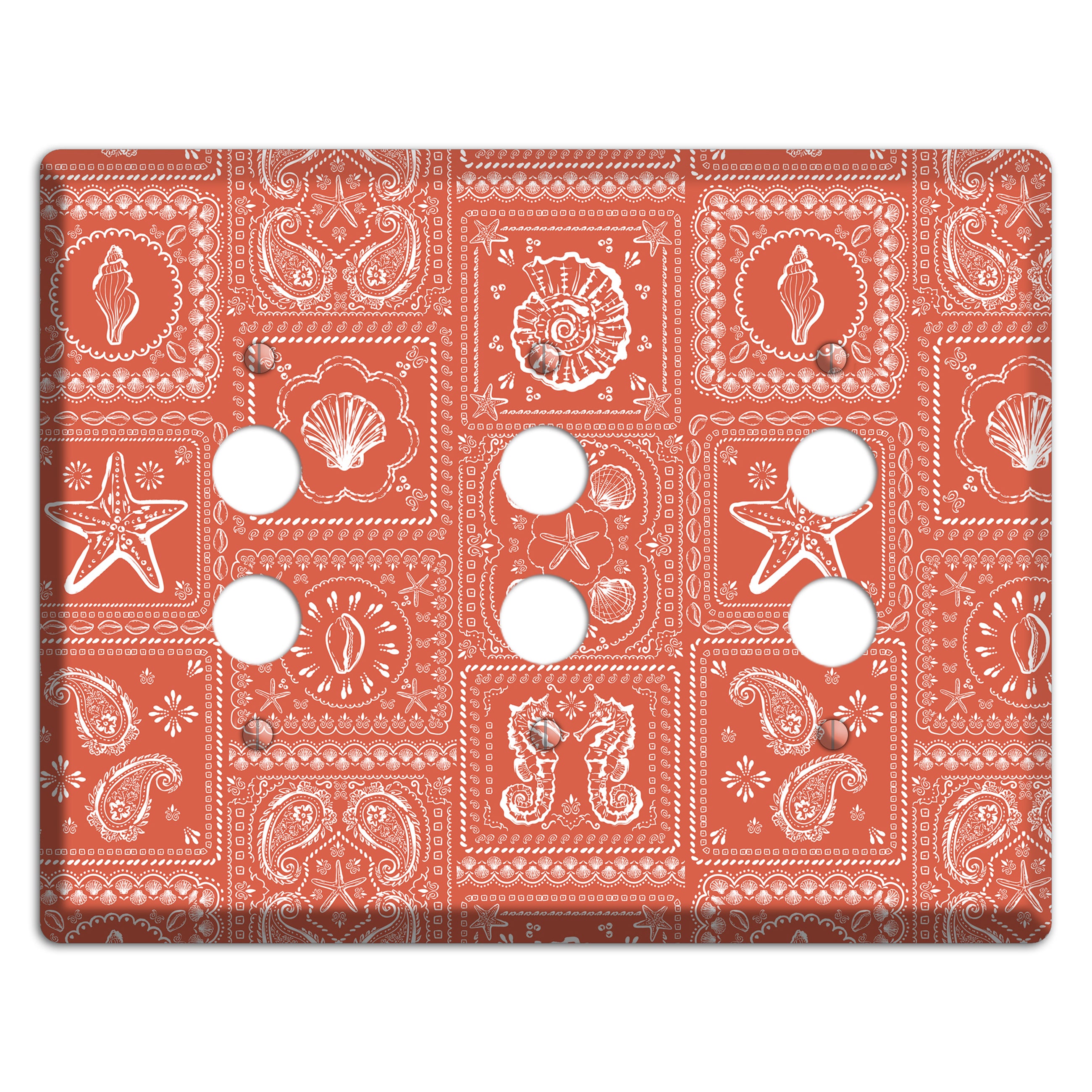 Terracotta Shell Patchwork 3 Pushbutton Wallplate