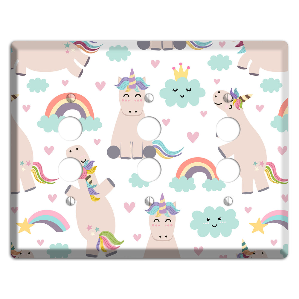 Rainbow Cloud Herd 3 Pushbutton Wallplate