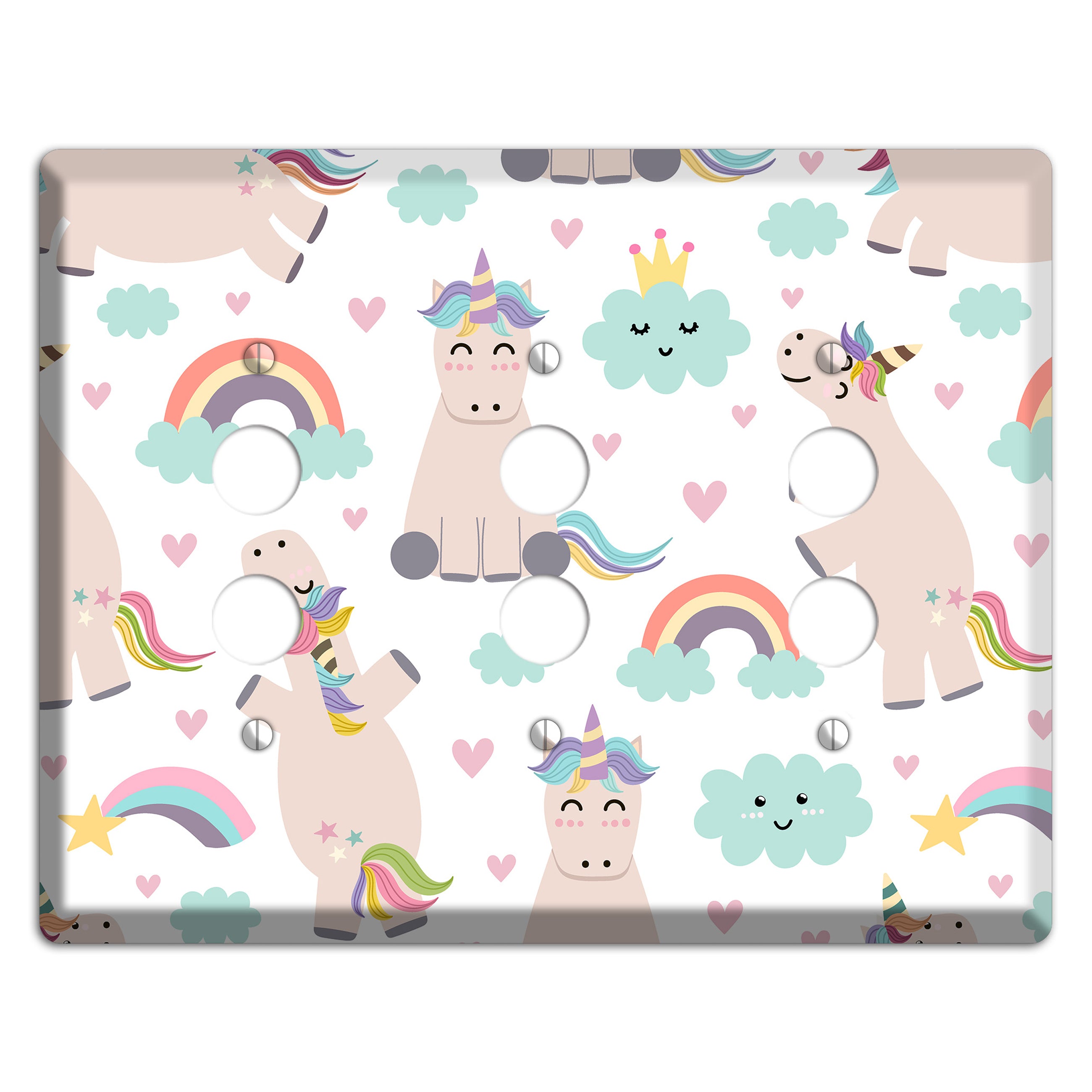 Rainbow Cloud Herd 3 Pushbutton Wallplate