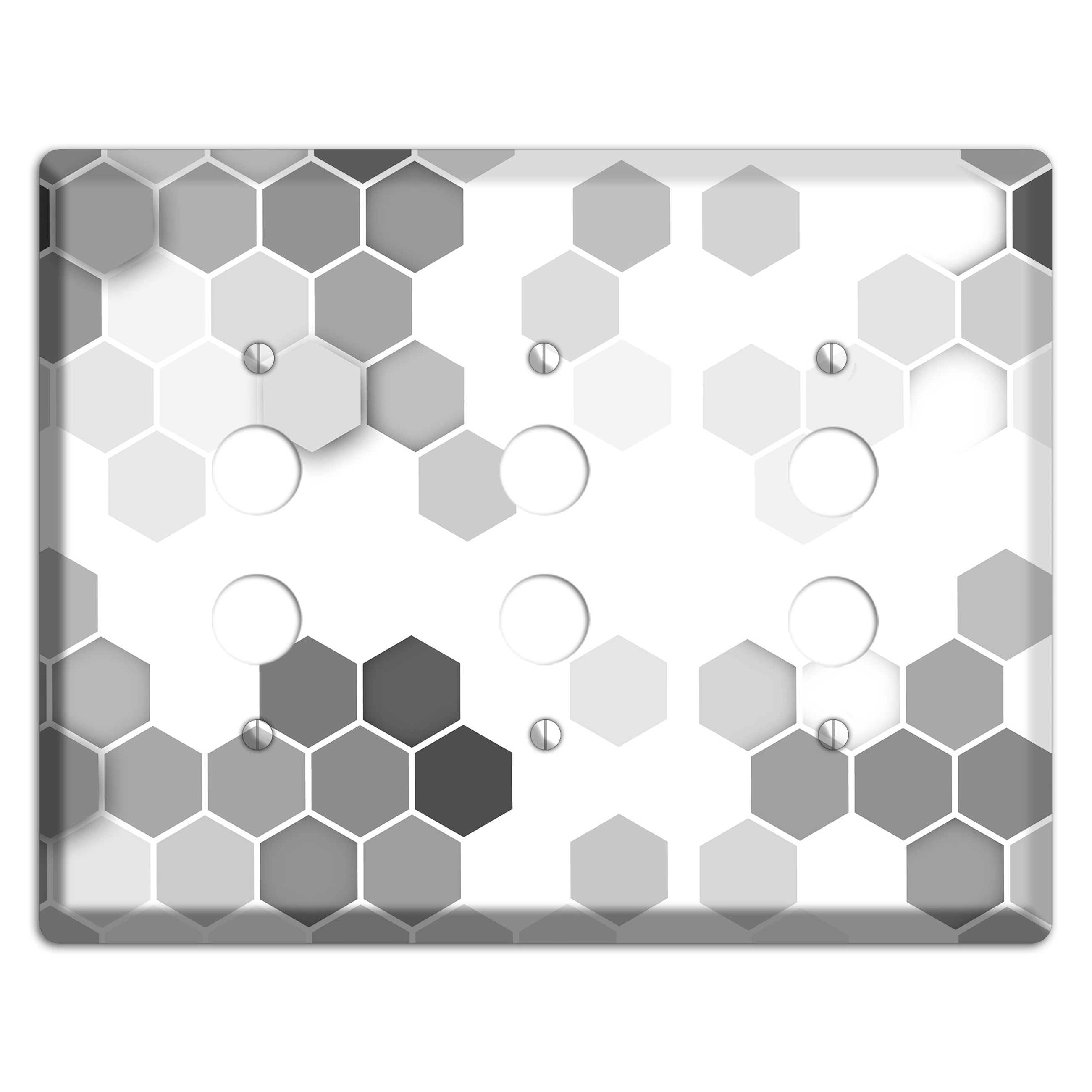 Monochrome Hexagon Tiling 3 Pushbutton Wallplate