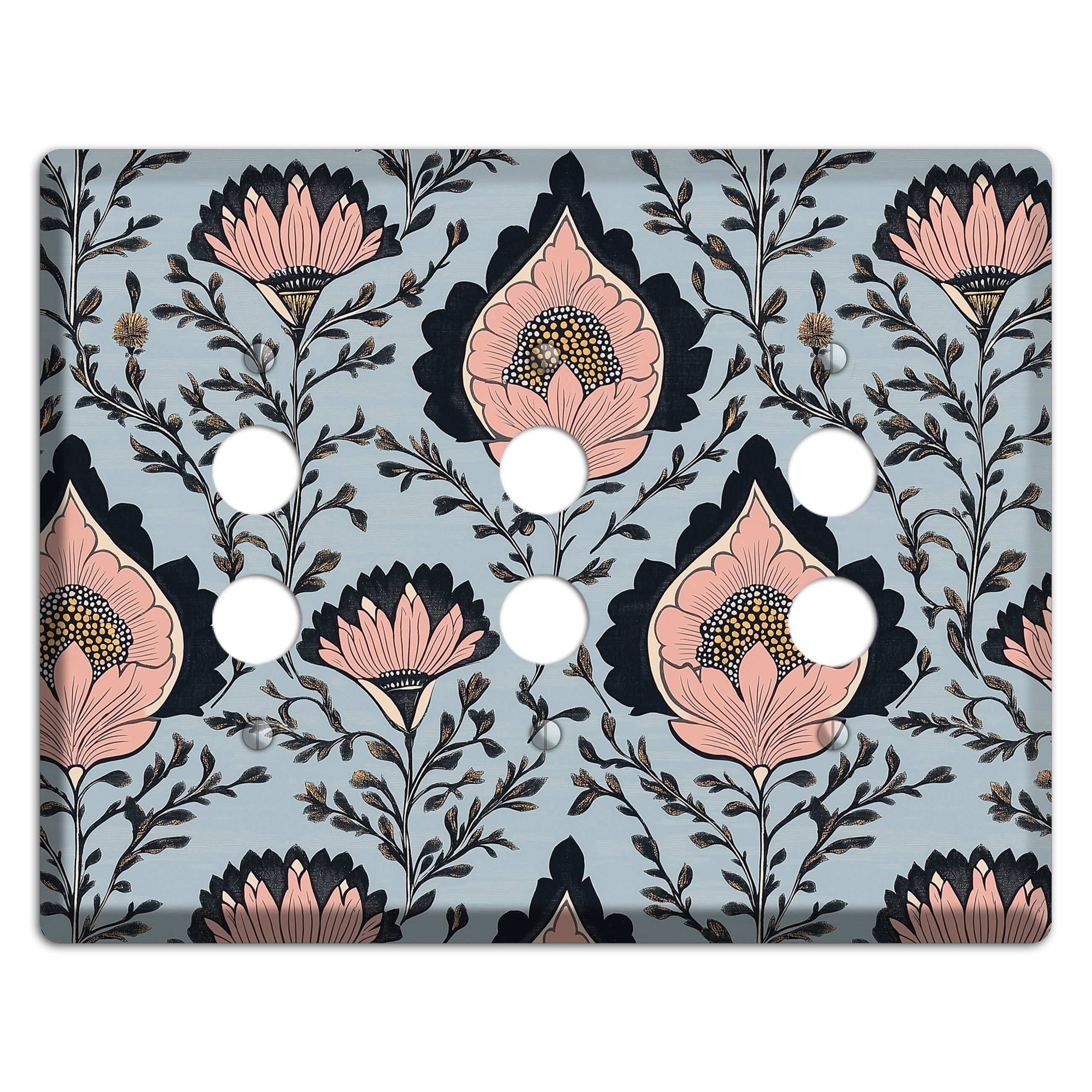 Lotus & Damask Dusk 3 Pushbutton Wallplate