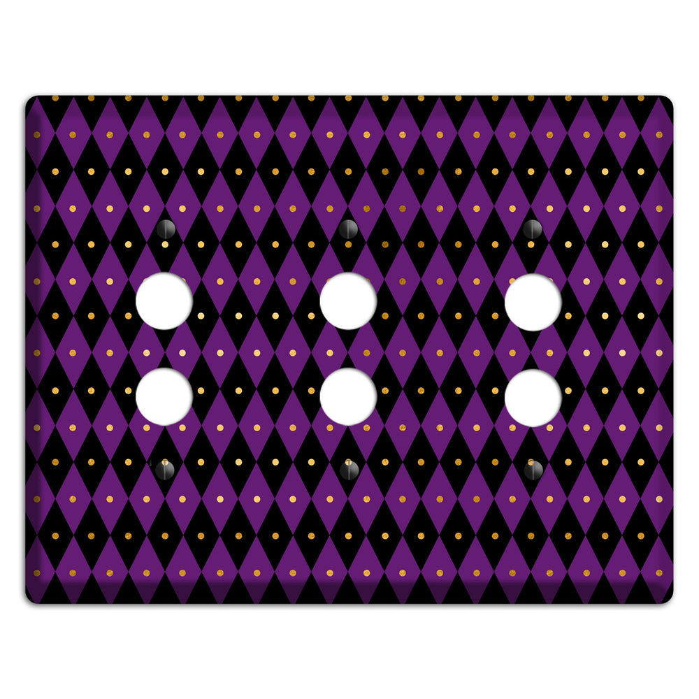 Royal Check: Violet 3 Pushbutton Wallplate