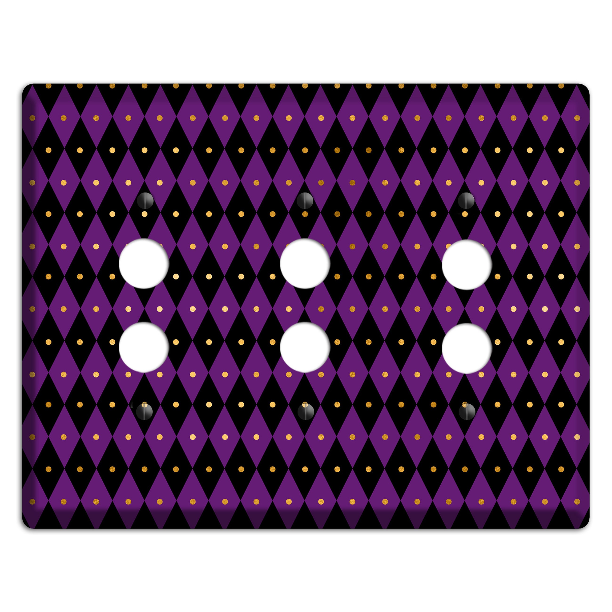 Royal Check: Violet 3 Pushbutton Wallplate