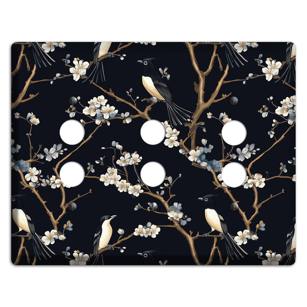 Plum Blossom Vigil 3 Pushbutton Wallplate