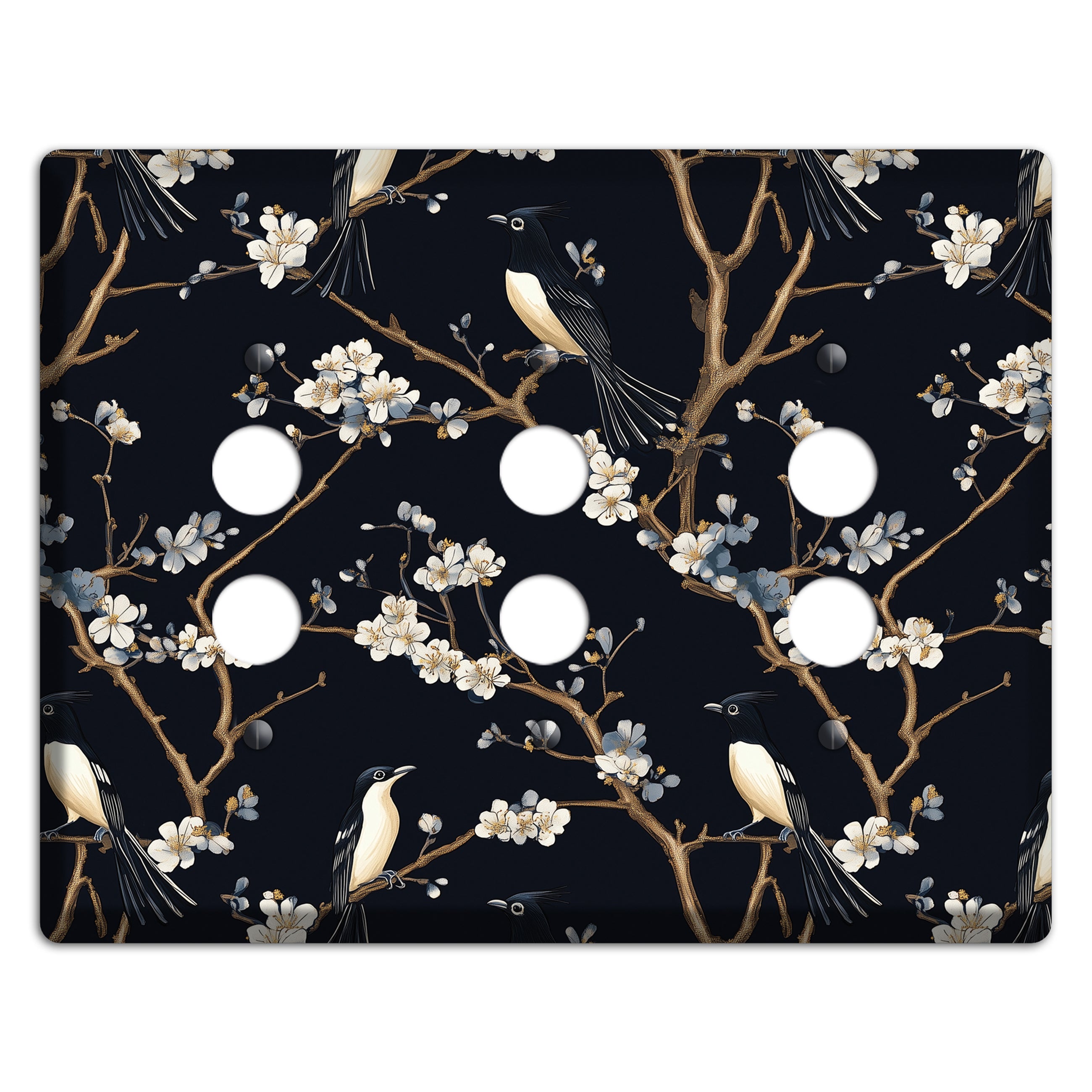 Plum Blossom Vigil 3 Pushbutton Wallplate