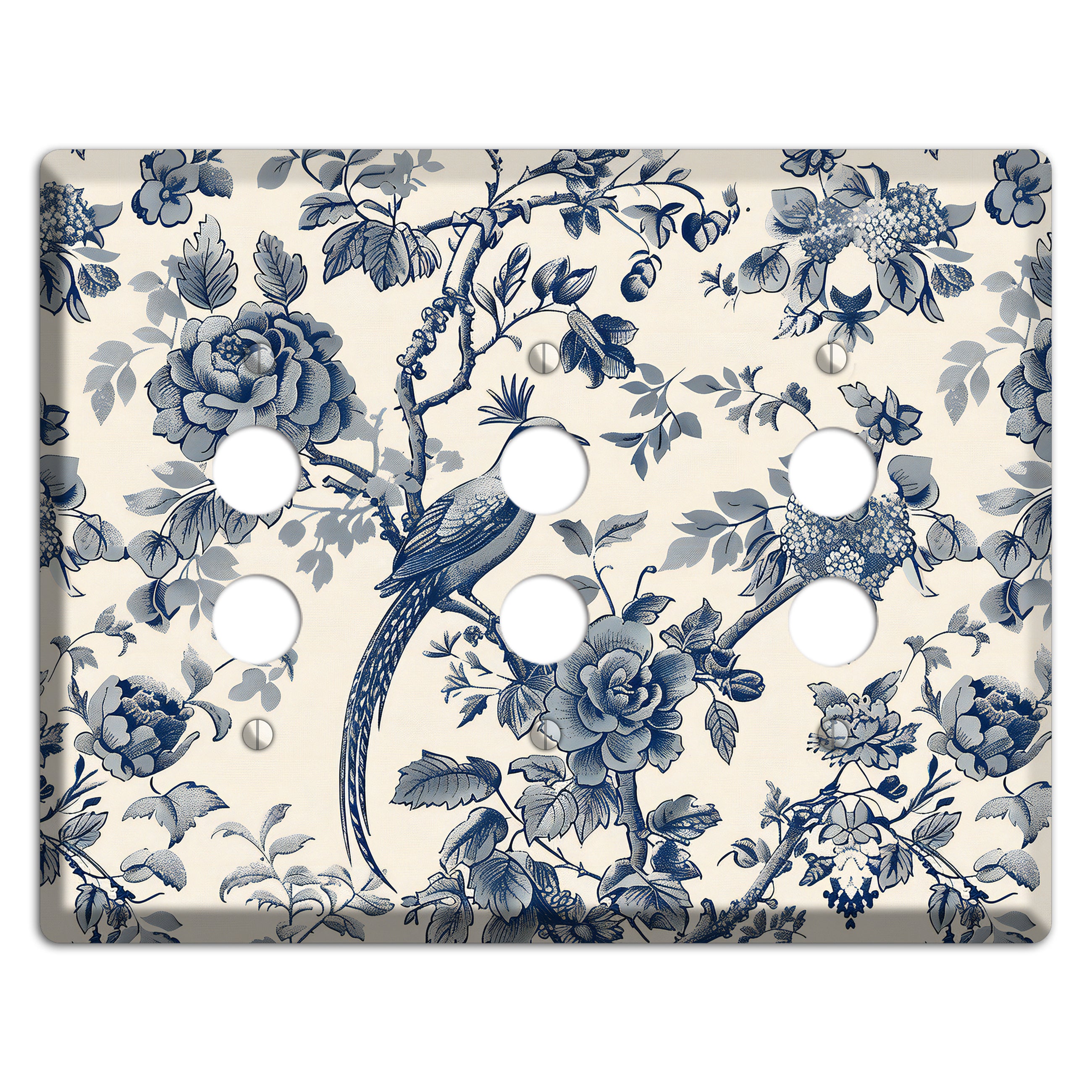 Pheasant & Peony 3 Pushbutton Wallplate