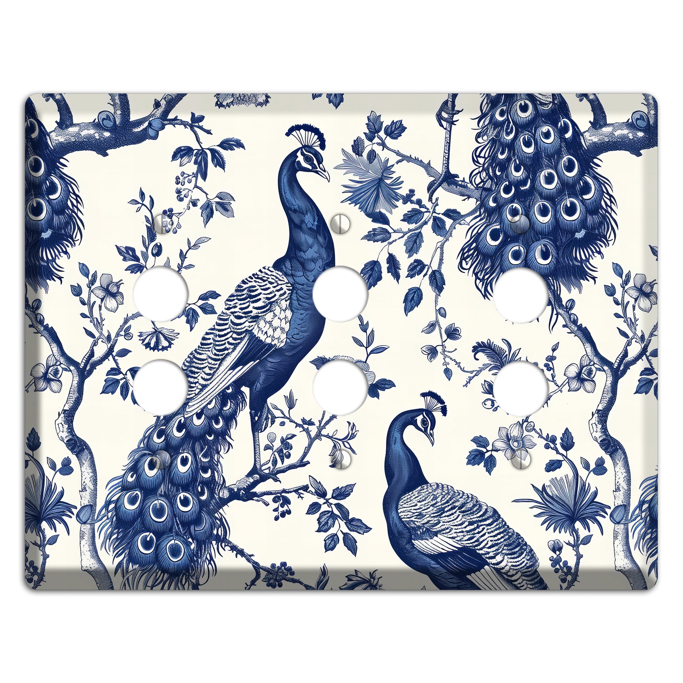 Peacock & Bough 3 Pushbutton Wallplate