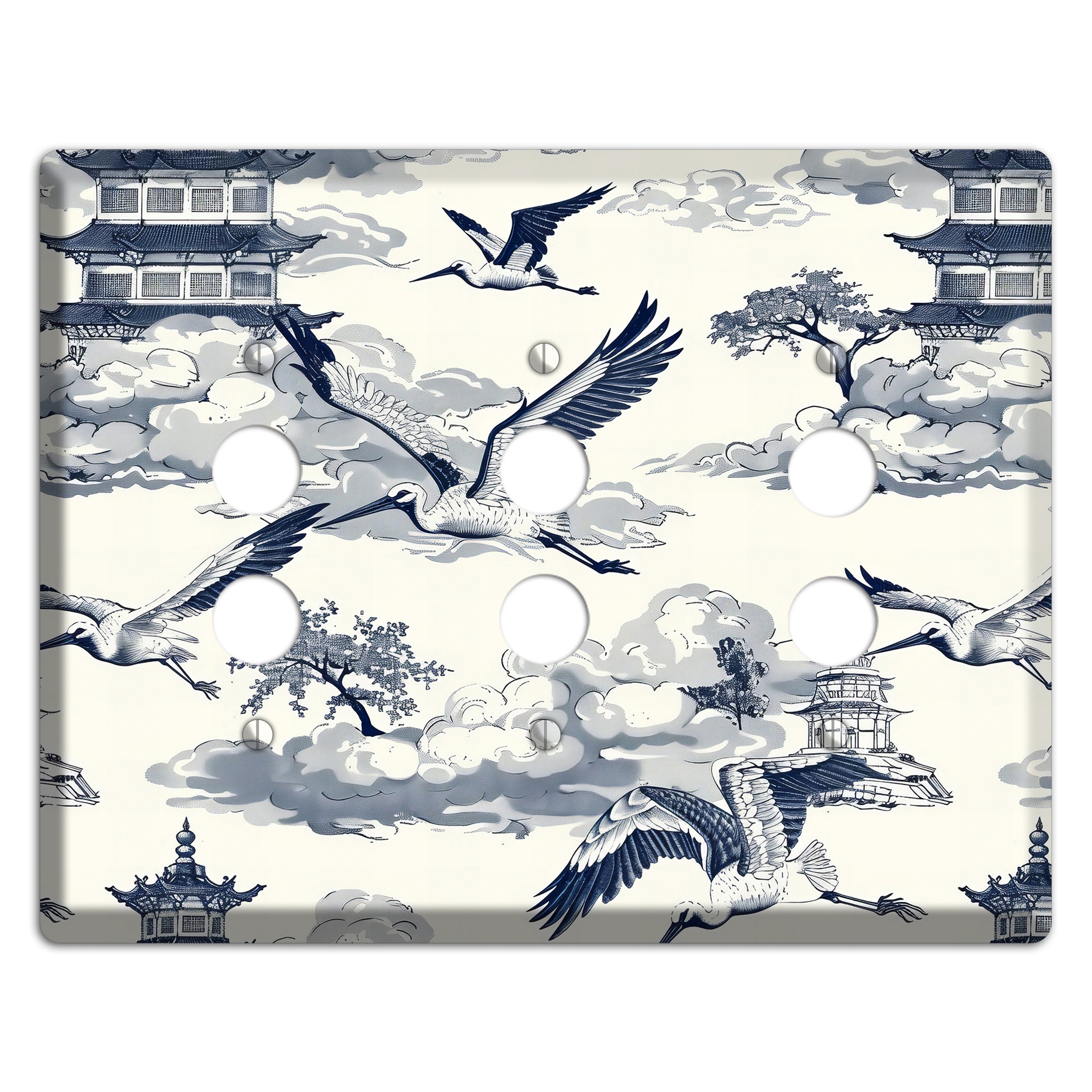Crane Sky Toile 3 Pushbutton Wallplate