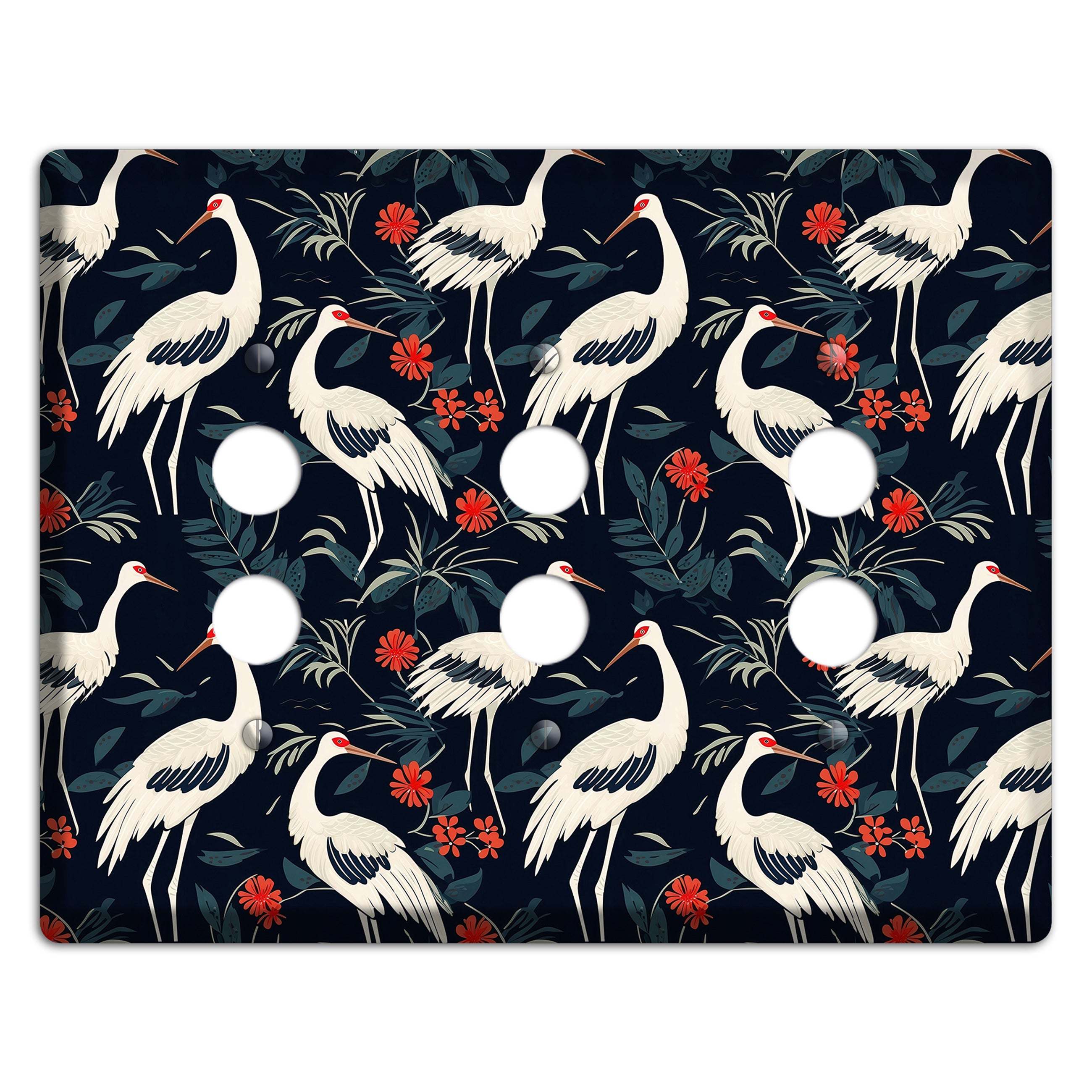 Midnight Plume Garden 3 Pushbutton Wallplate