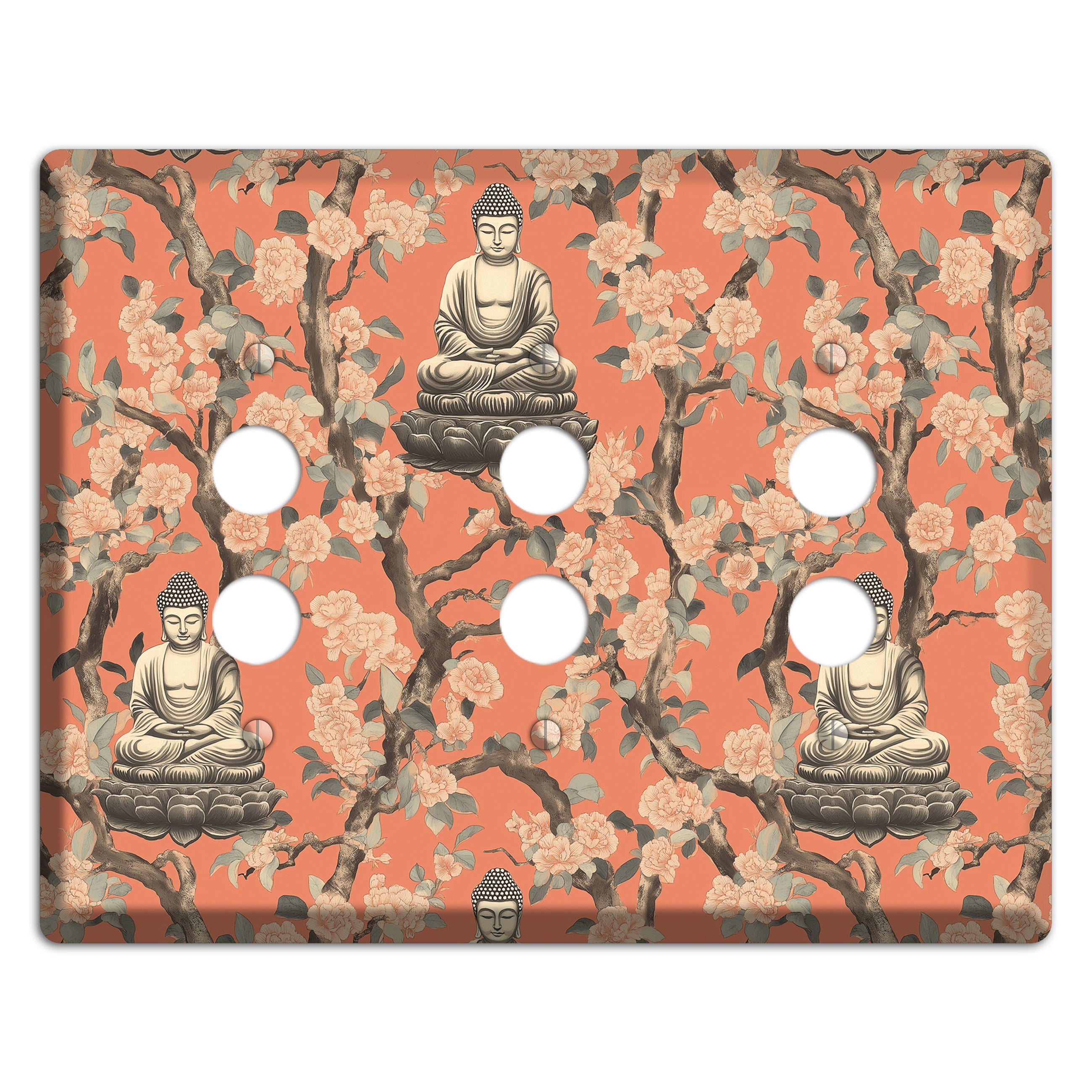 Lotus & Bough 3 Pushbutton Wallplate