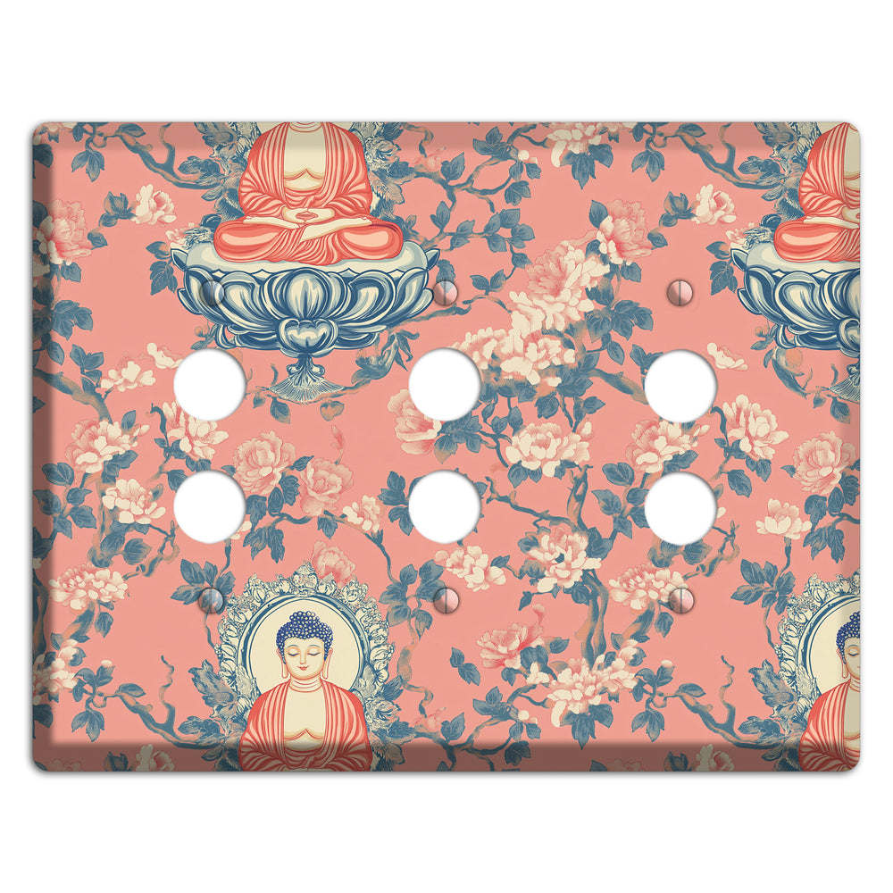 Lotus & Blossom 3 Pushbutton Wallplate
