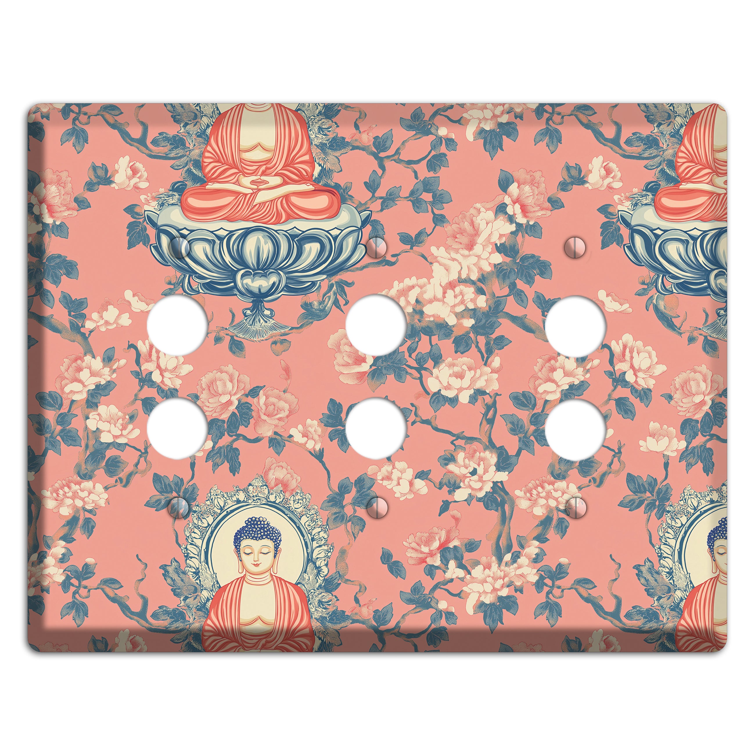 Lotus & Blossom 3 Pushbutton Wallplate