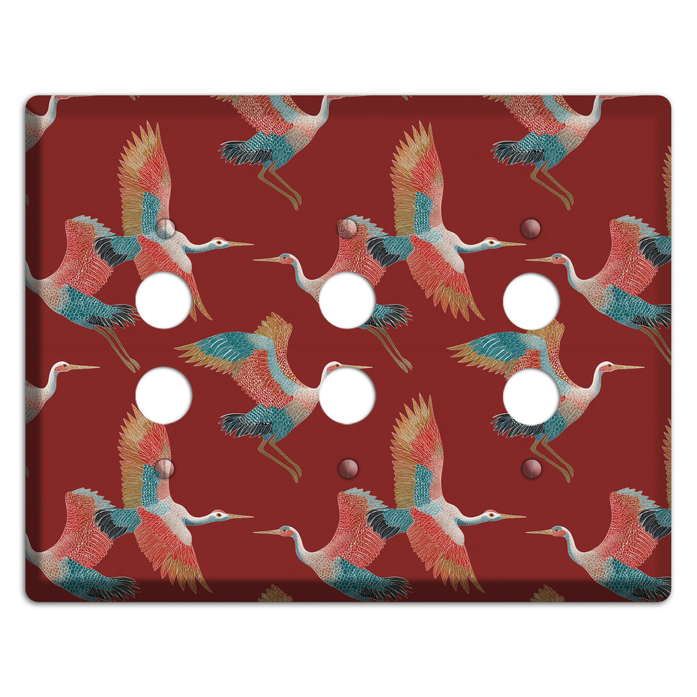 Crimson Heron Dance 3 Pushbutton Wallplate