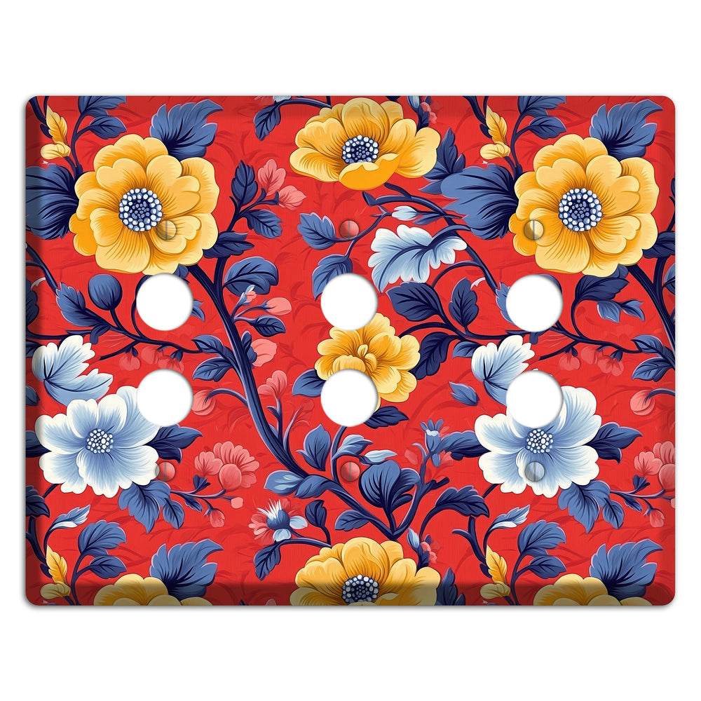 Scarlet Garden Reverie 3 Pushbutton Wallplate