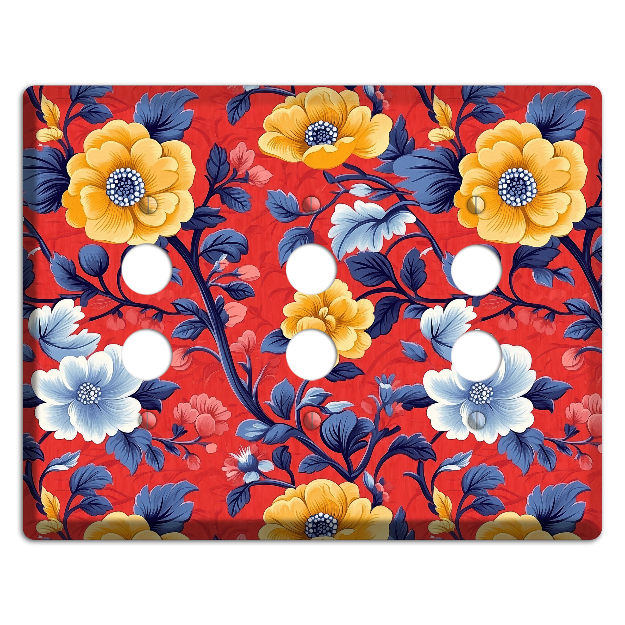 Scarlet Garden Reverie 3 Pushbutton Wallplate