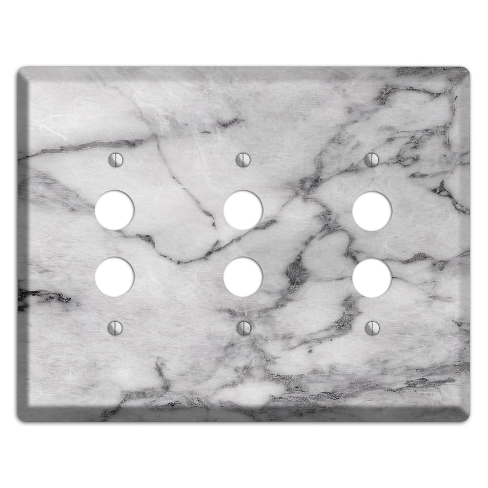 Gray and White Marble 3 Pushbutton Wallplate
