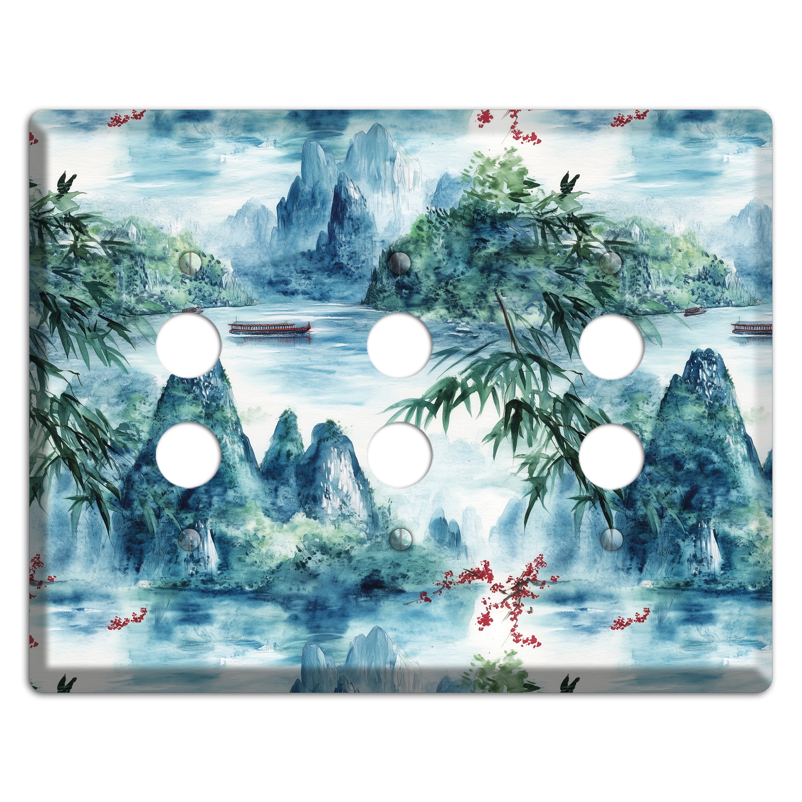 River Mist Ascending 3 Pushbutton Wallplate