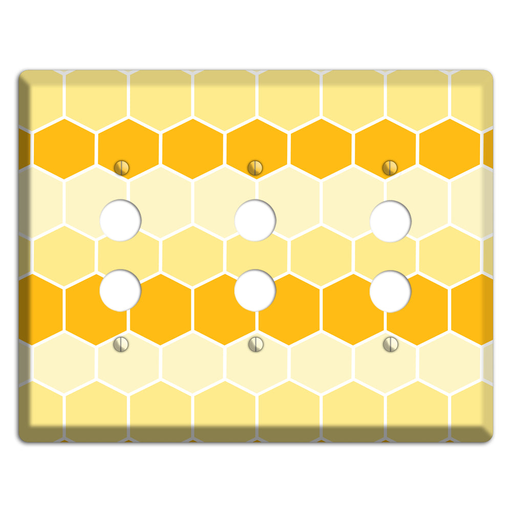 Golden Hollow Grid 3 Pushbutton Wallplate