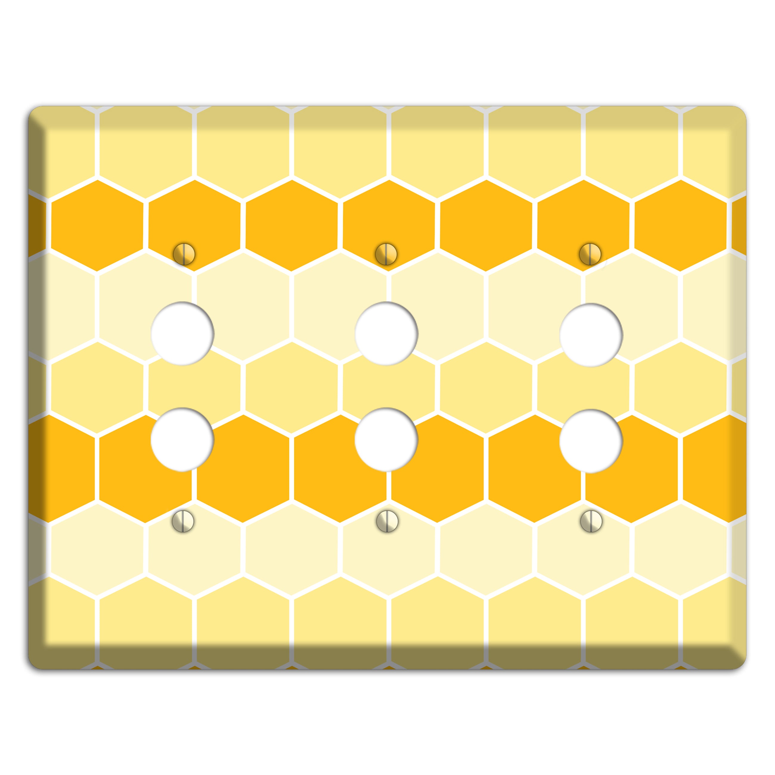 Golden Hollow Grid 3 Pushbutton Wallplate