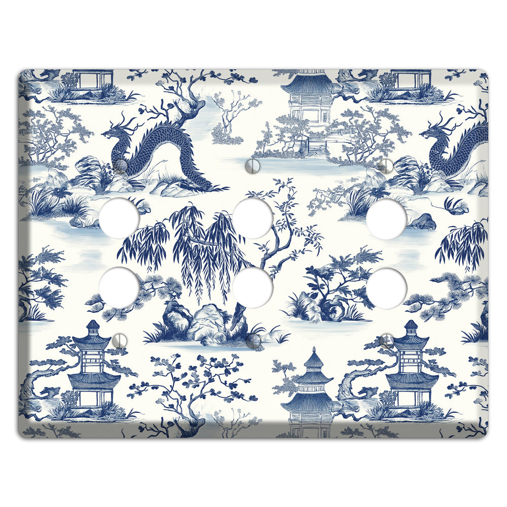 Dragon & Pagoda 3 Pushbutton Wallplate
