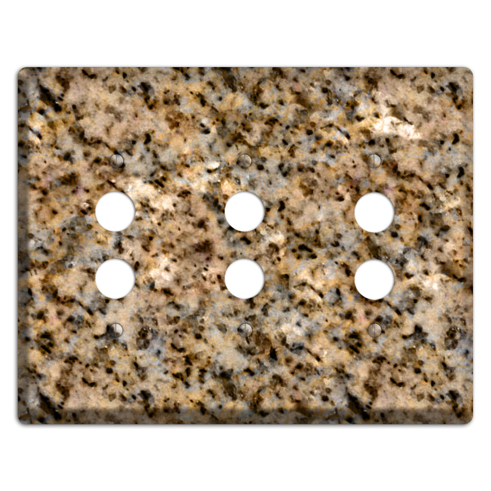 Giallo Ornamental Granite 3 Pushbutton Wallplate