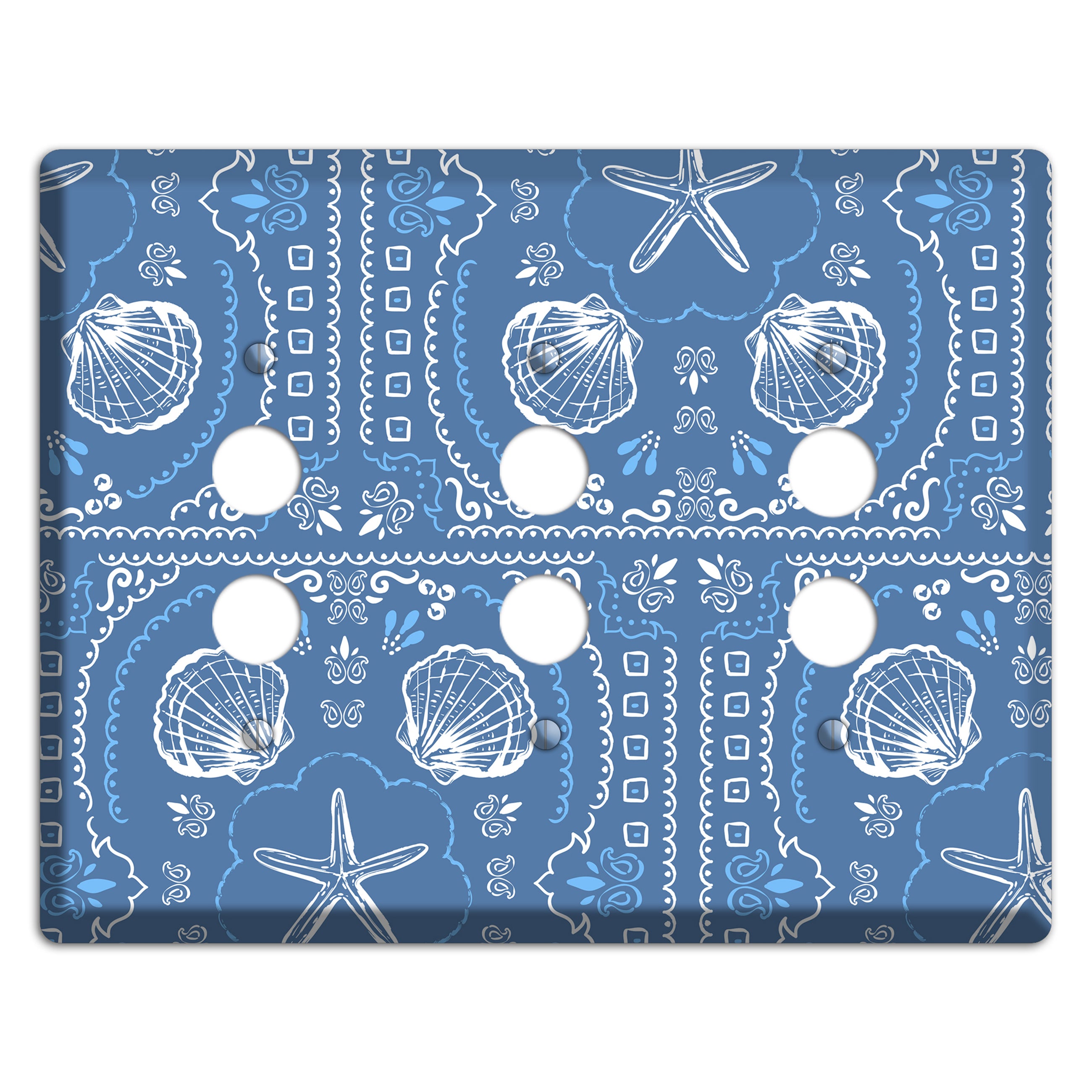 Cerulean Bandana Shore 3 Pushbutton Wallplate