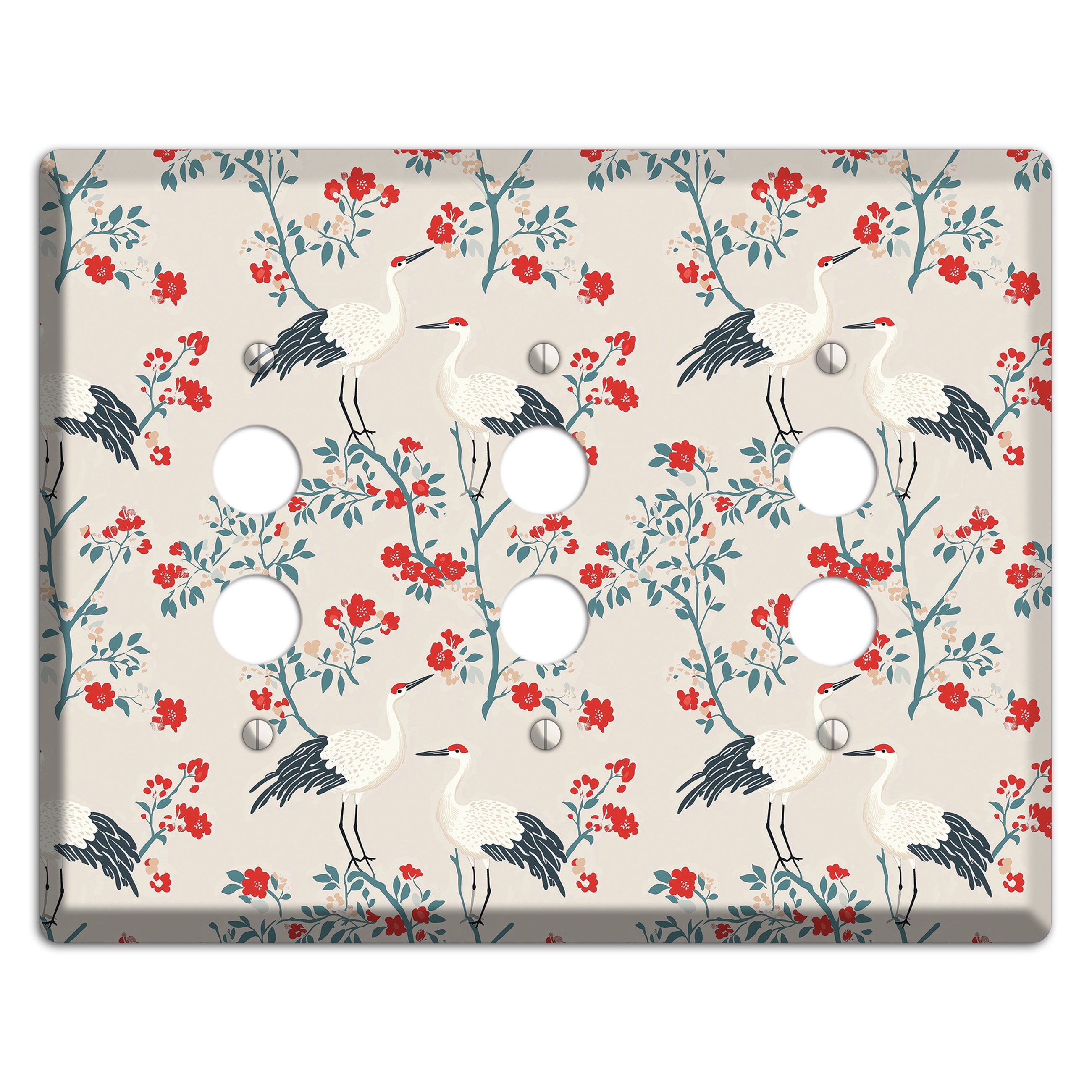 Ivory Blossom Vigil 3 Pushbutton Wallplate