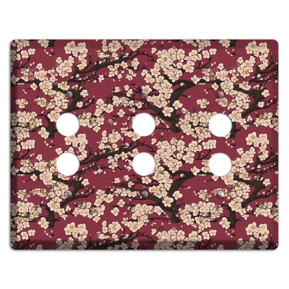 Crimson Plum Drift 3 Pushbutton Wallplate