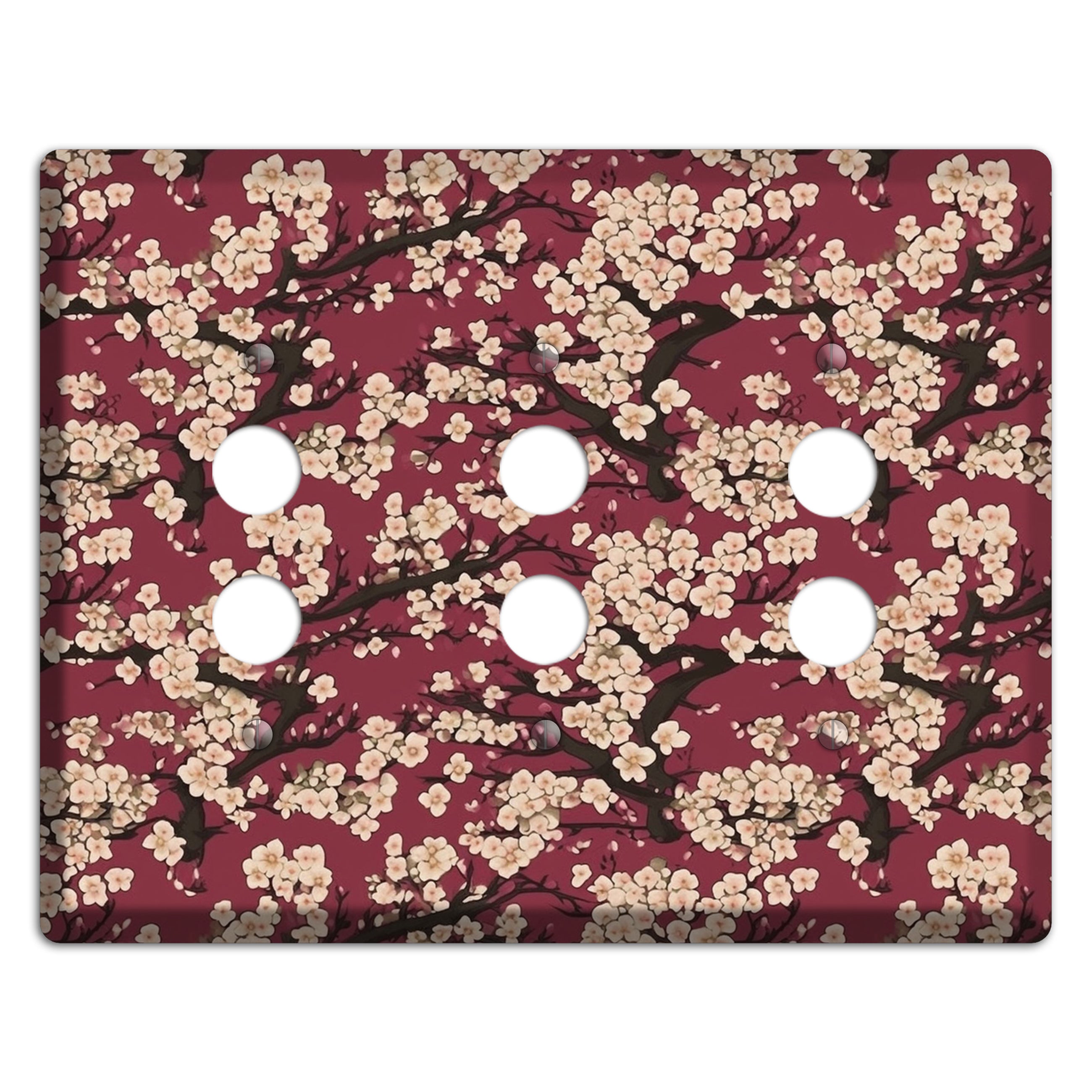 Crimson Plum Drift 3 Pushbutton Wallplate