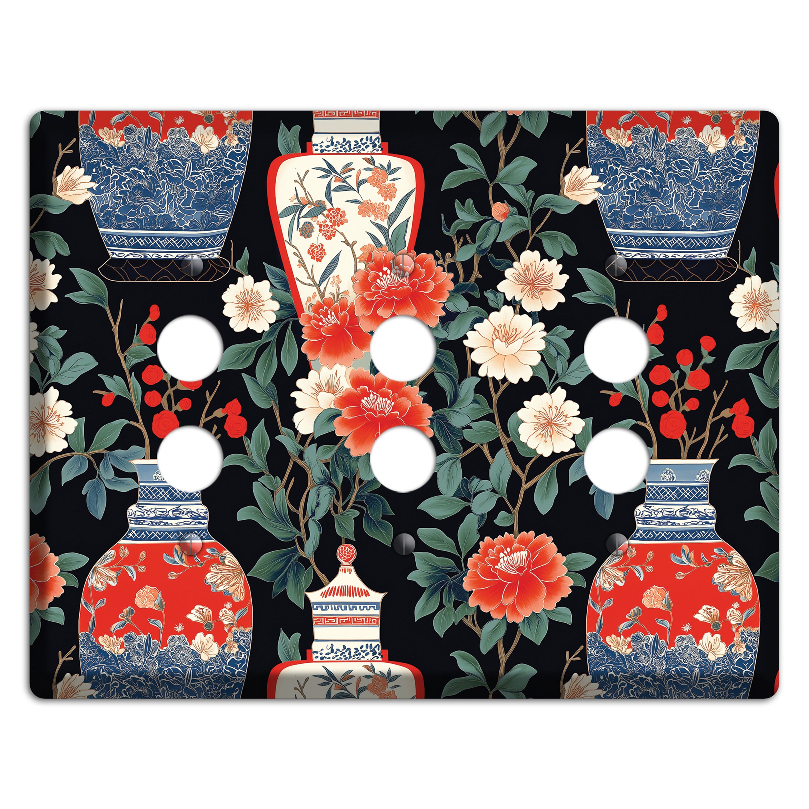 Porcelain Garden Dusk 3 Pushbutton Wallplate