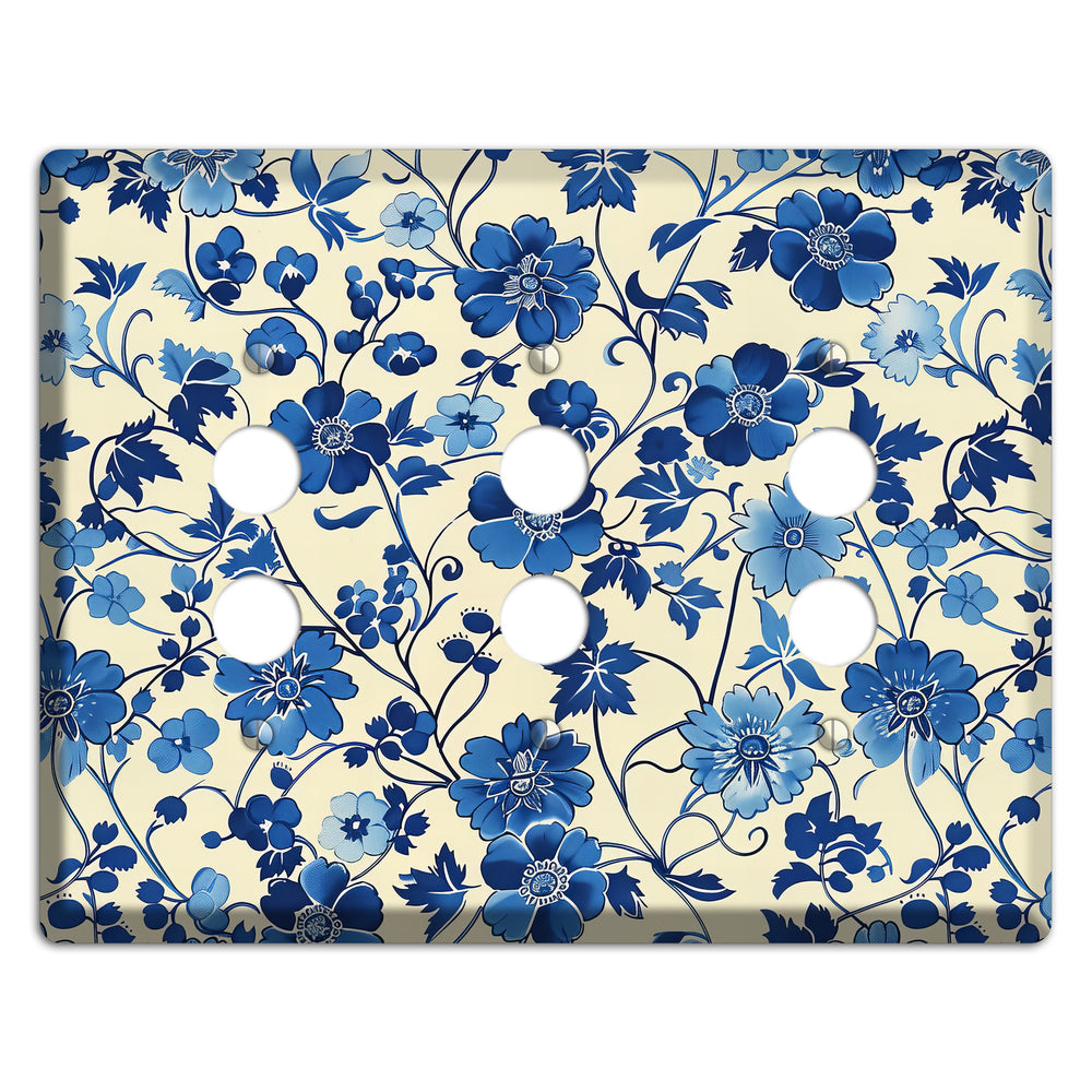 Porcelain Garden Riot 3 Pushbutton Wallplate