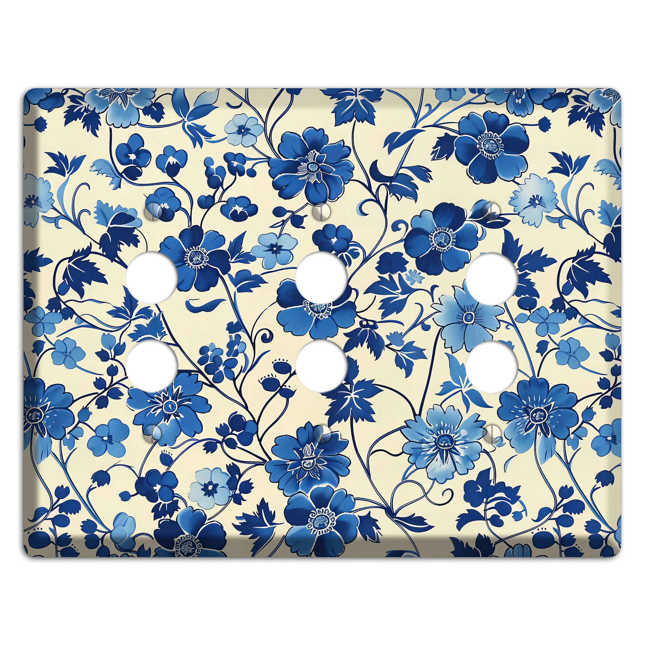 Porcelain Garden Riot 3 Pushbutton Wallplate