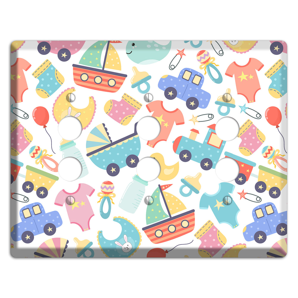 Baby Parade (White) 3 Pushbutton Wallplate