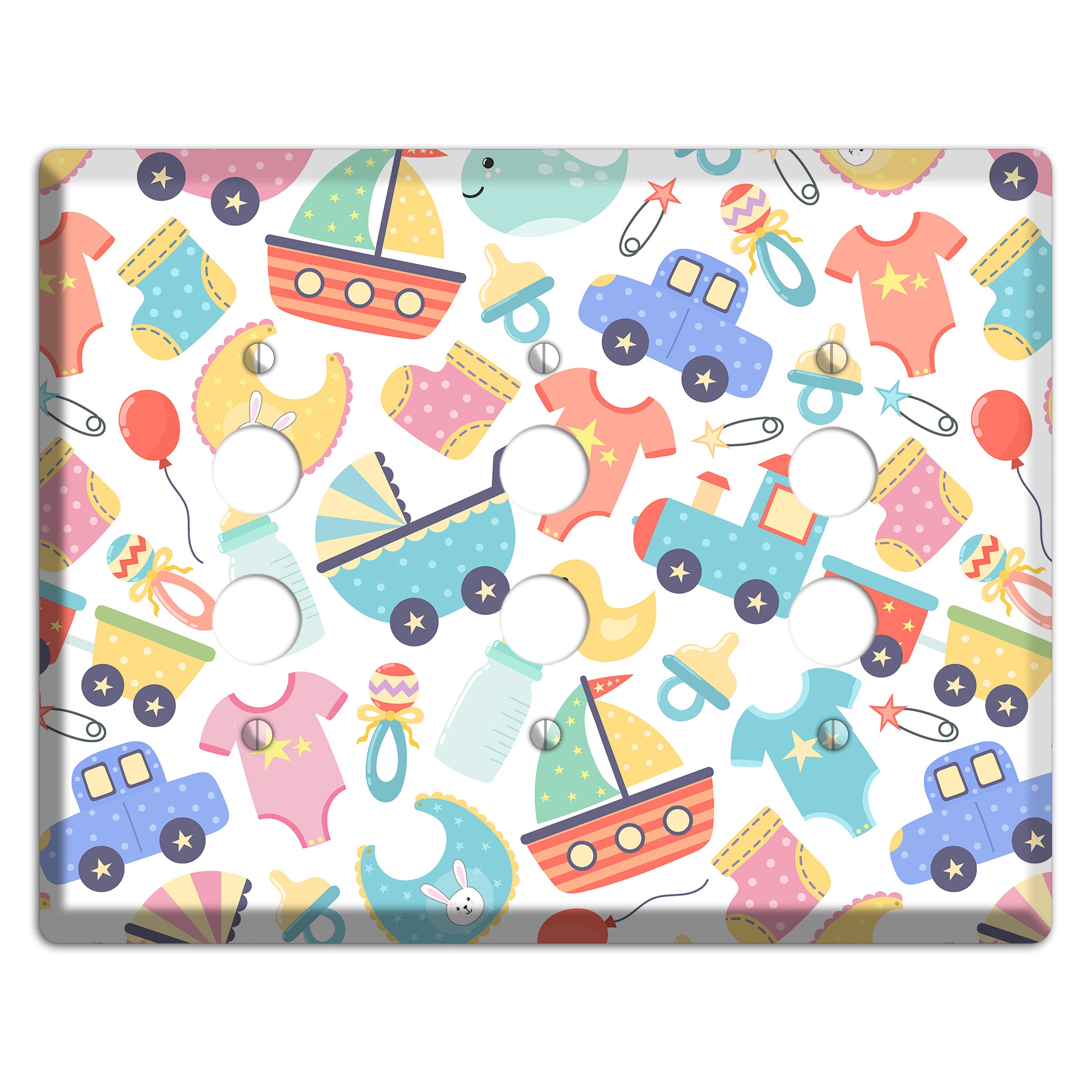 Baby Parade (White) 3 Pushbutton Wallplate