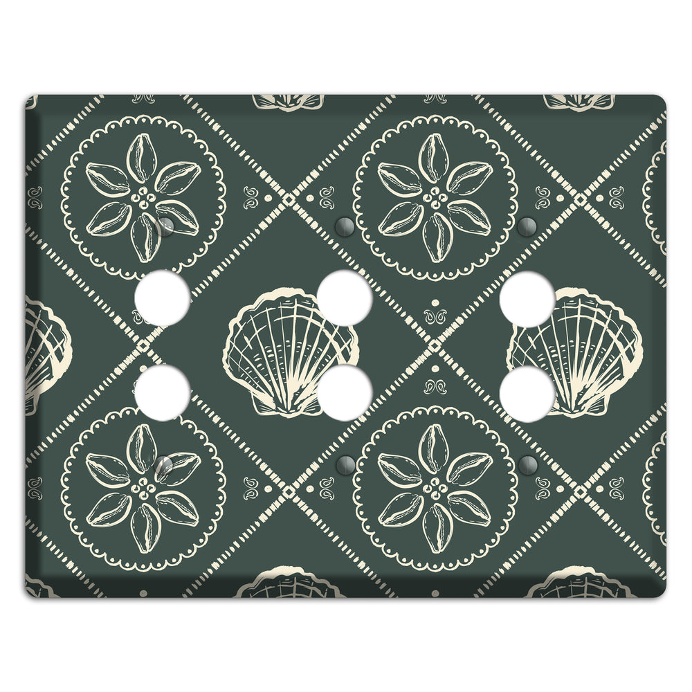 Slate Cowrie Medallion 3 Pushbutton Wallplate
