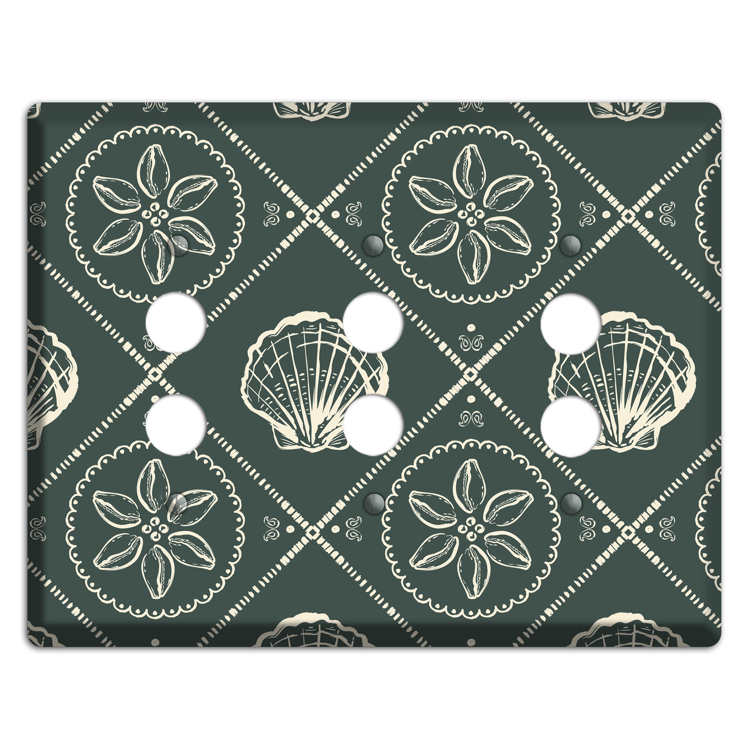 Slate Cowrie Medallion 3 Pushbutton Wallplate