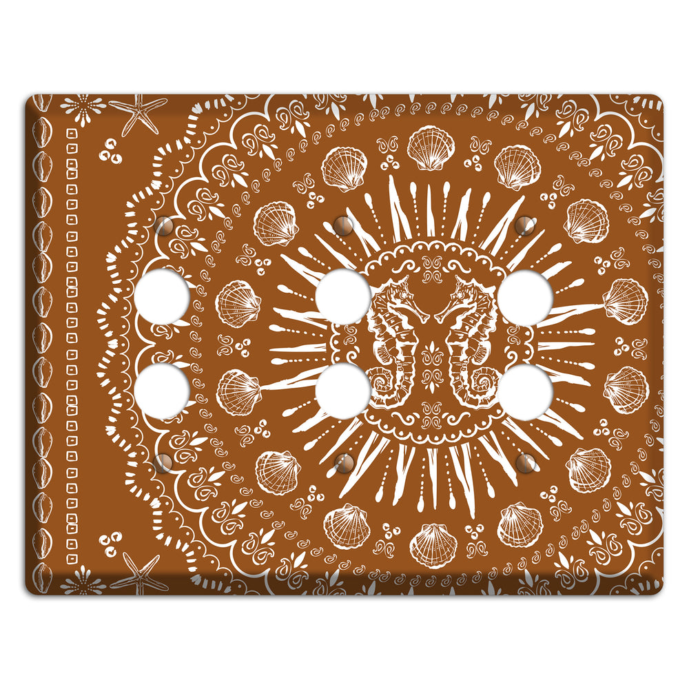 Russet Seahorse Mandala 3 Pushbutton Wallplate