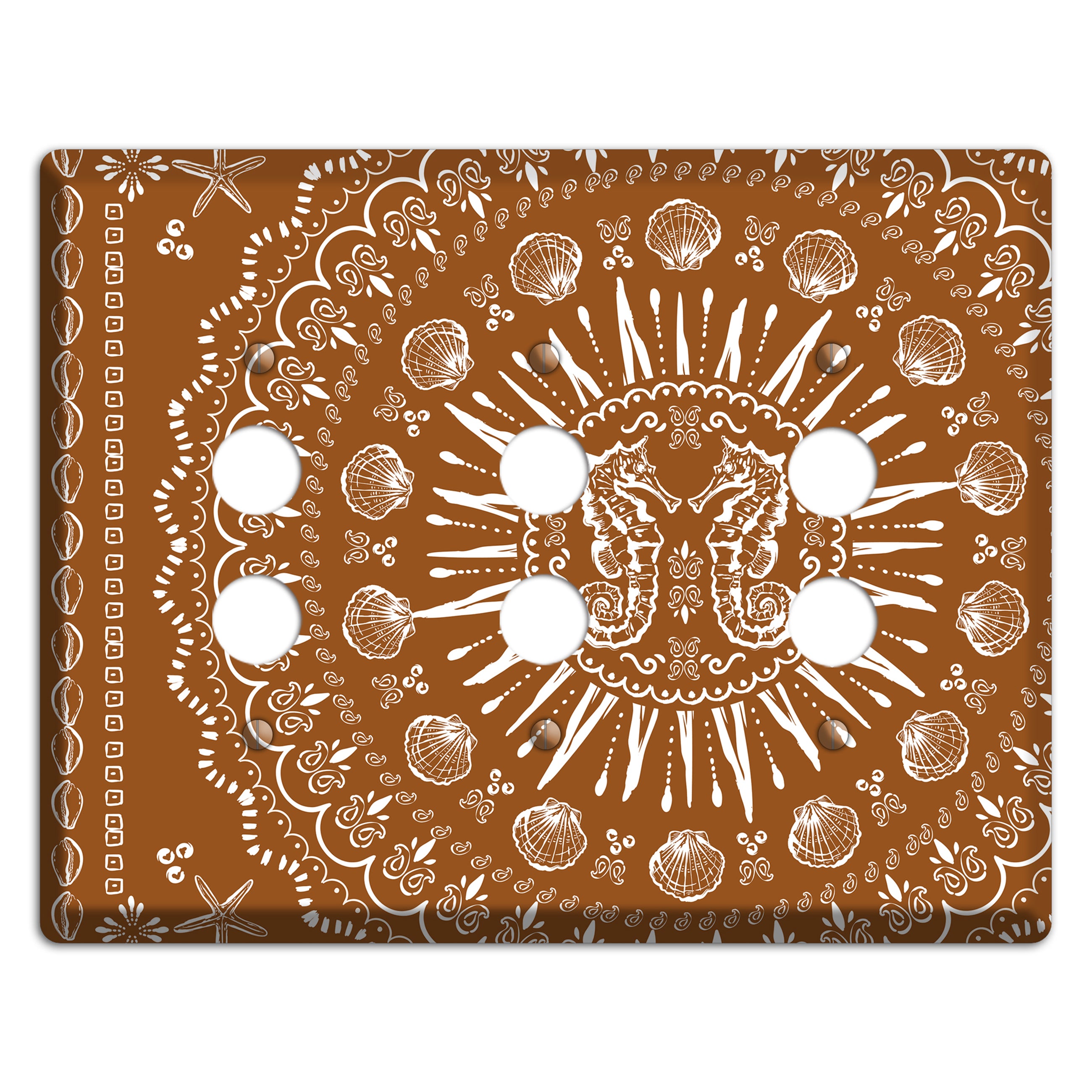 Russet Seahorse Mandala 3 Pushbutton Wallplate