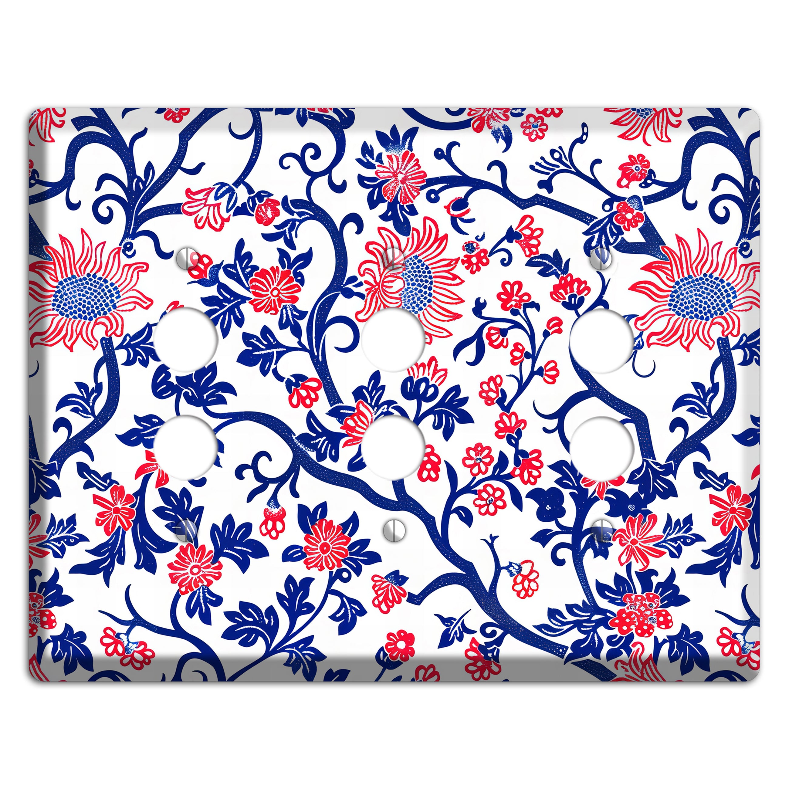 Crimson Vine Riot 3 Pushbutton Wallplate