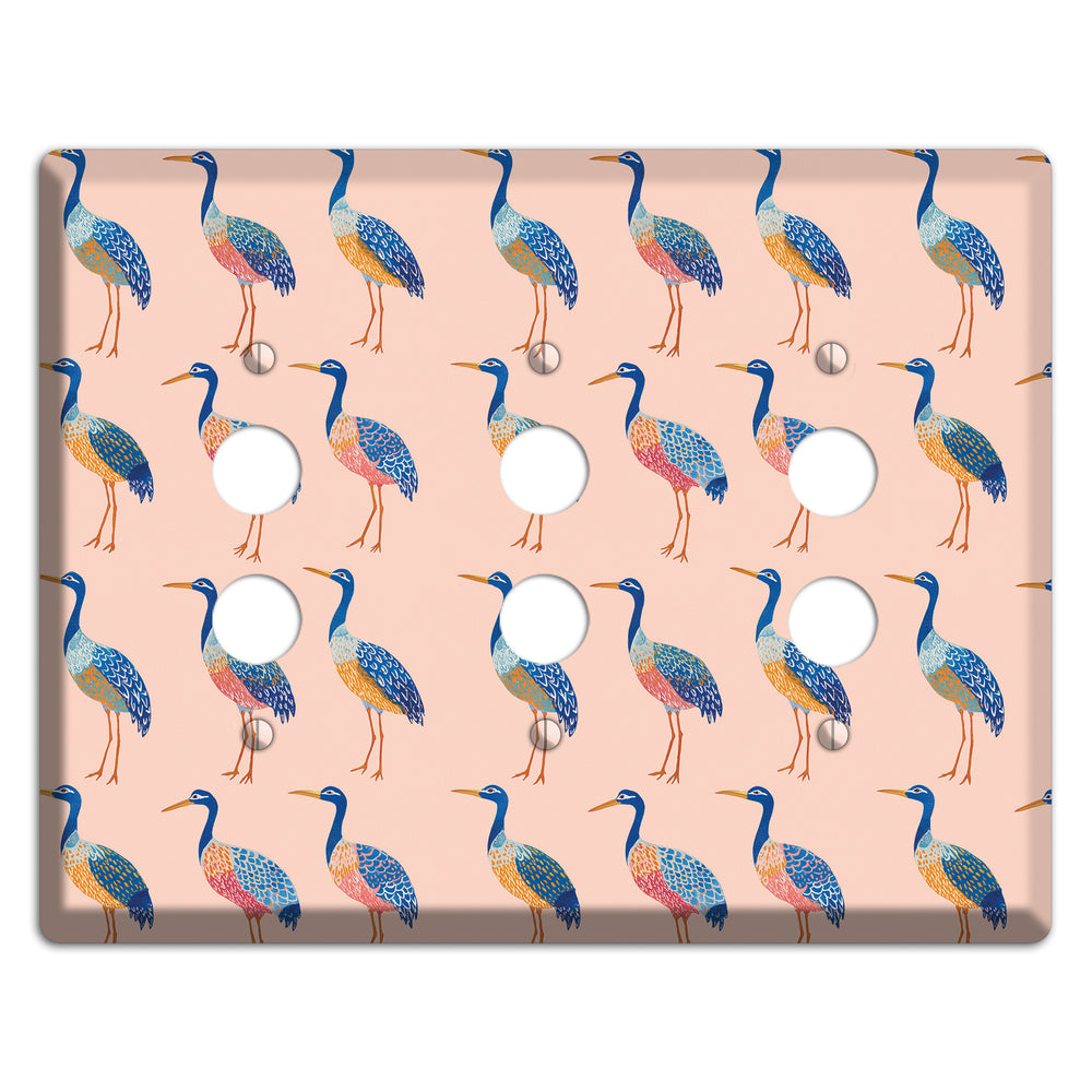 Blush Heron Parade 3 Pushbutton Wallplate
