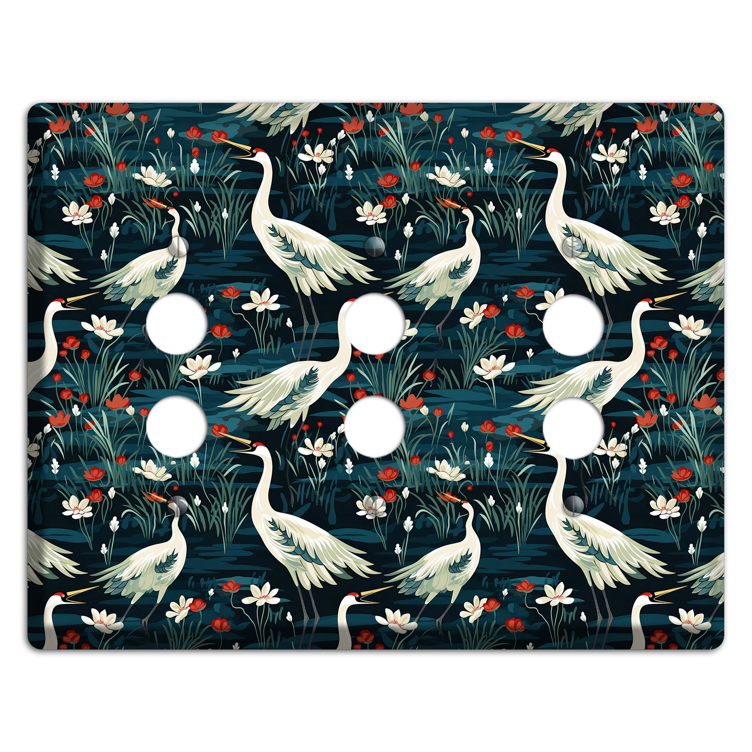 Midnight Lotus Marsh 3 Pushbutton Wallplate