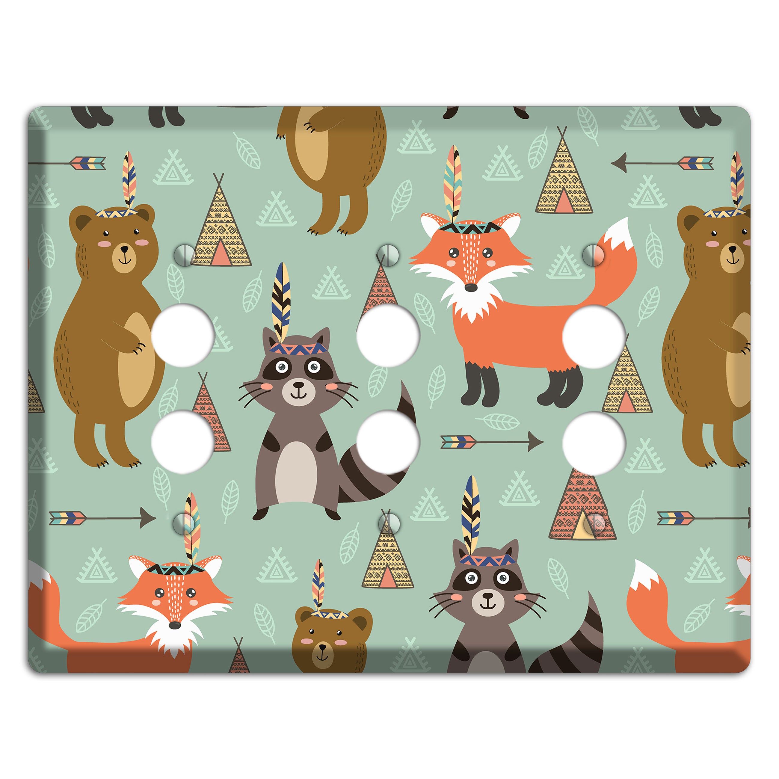 Tribal Woodland Camp 3 Pushbutton Wallplate